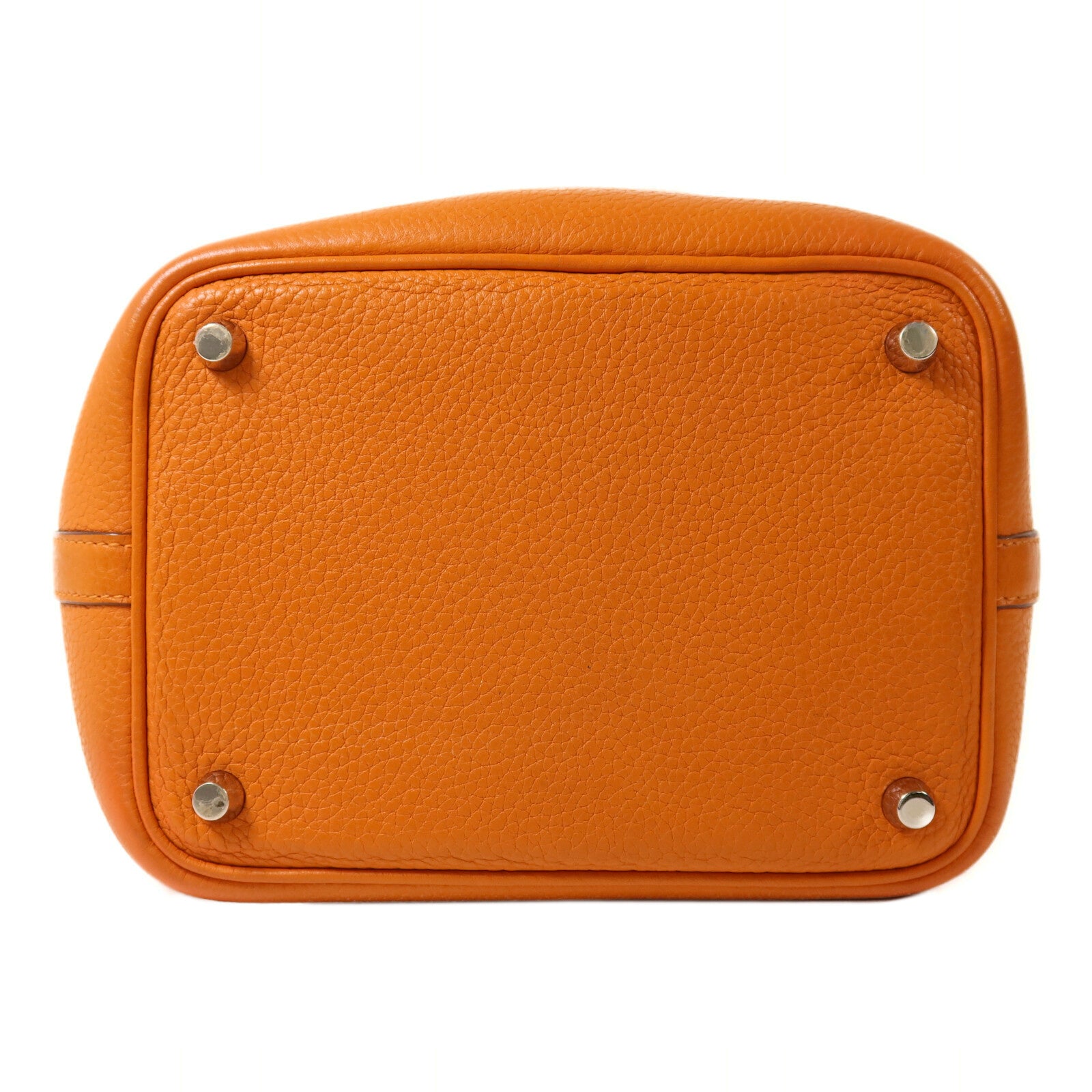 HERMES Clemence皮革Picotin PM手挽袋Orange