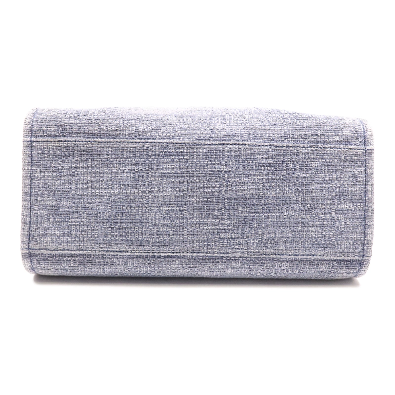 CHANEL 帆布Deauville Tote Bag銀扣鏈帶手挽肩背兩用袋