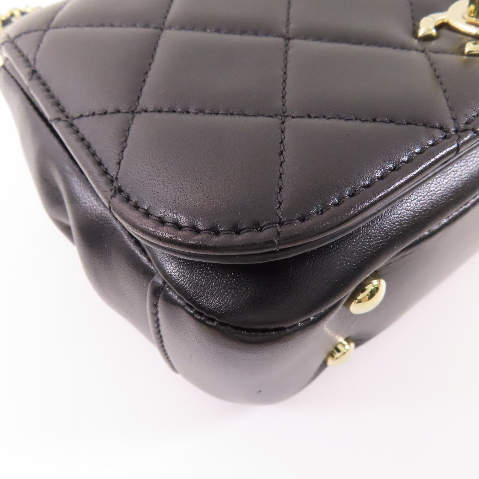 CHANEL 羊皮皮革2 Way Shoulder金扣手挽肩背兩用袋