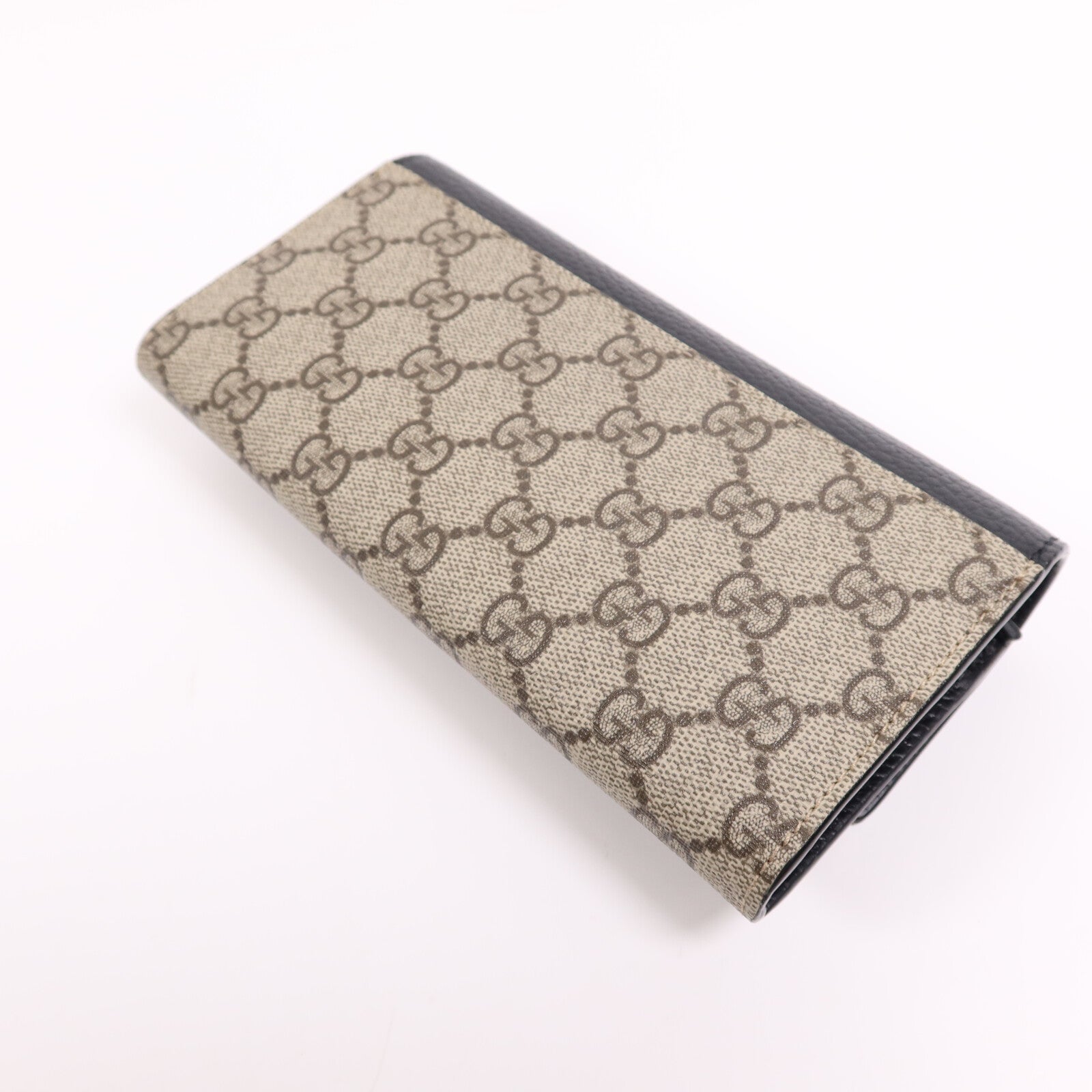 GUCCI 塗層帆布/皮革GG Marmont Wallet金扣鏈帶錢包