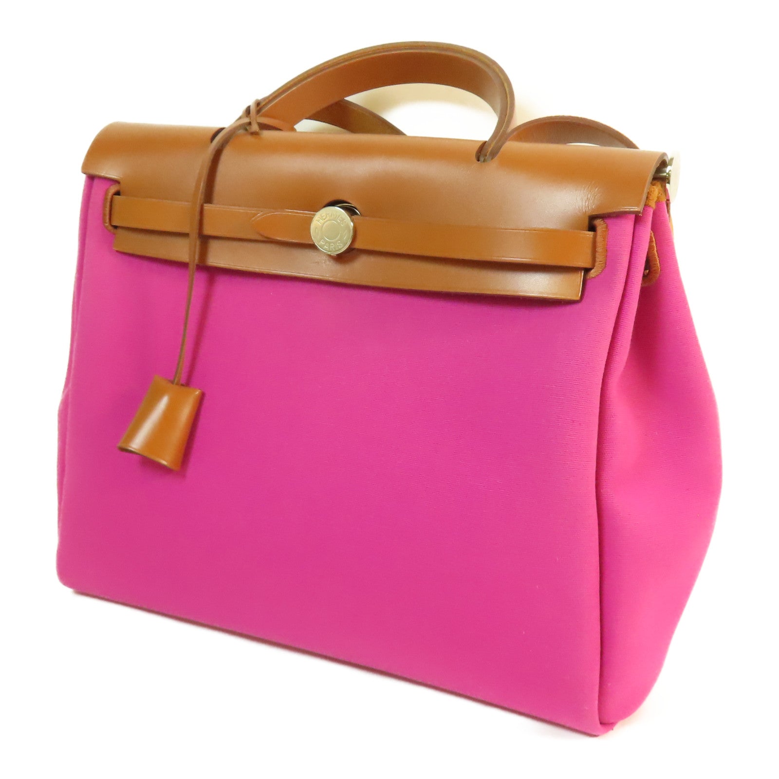 HERMES 帆布Herbag PM銀扣手挽肩背兩用袋