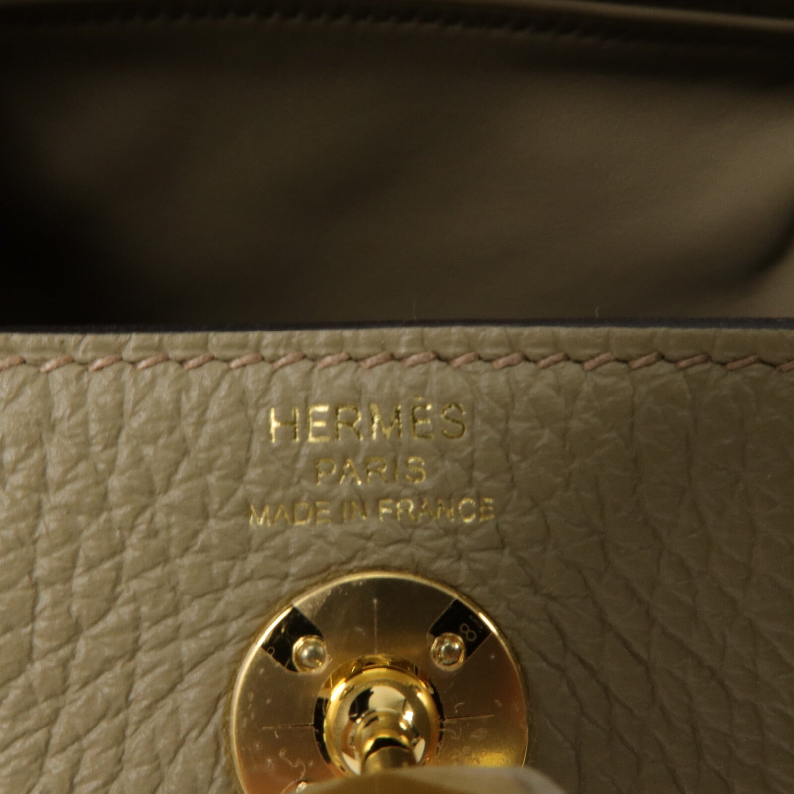 HERMES Clemence皮革Mini Lindy手挽肩背兩用袋Beige Marfa