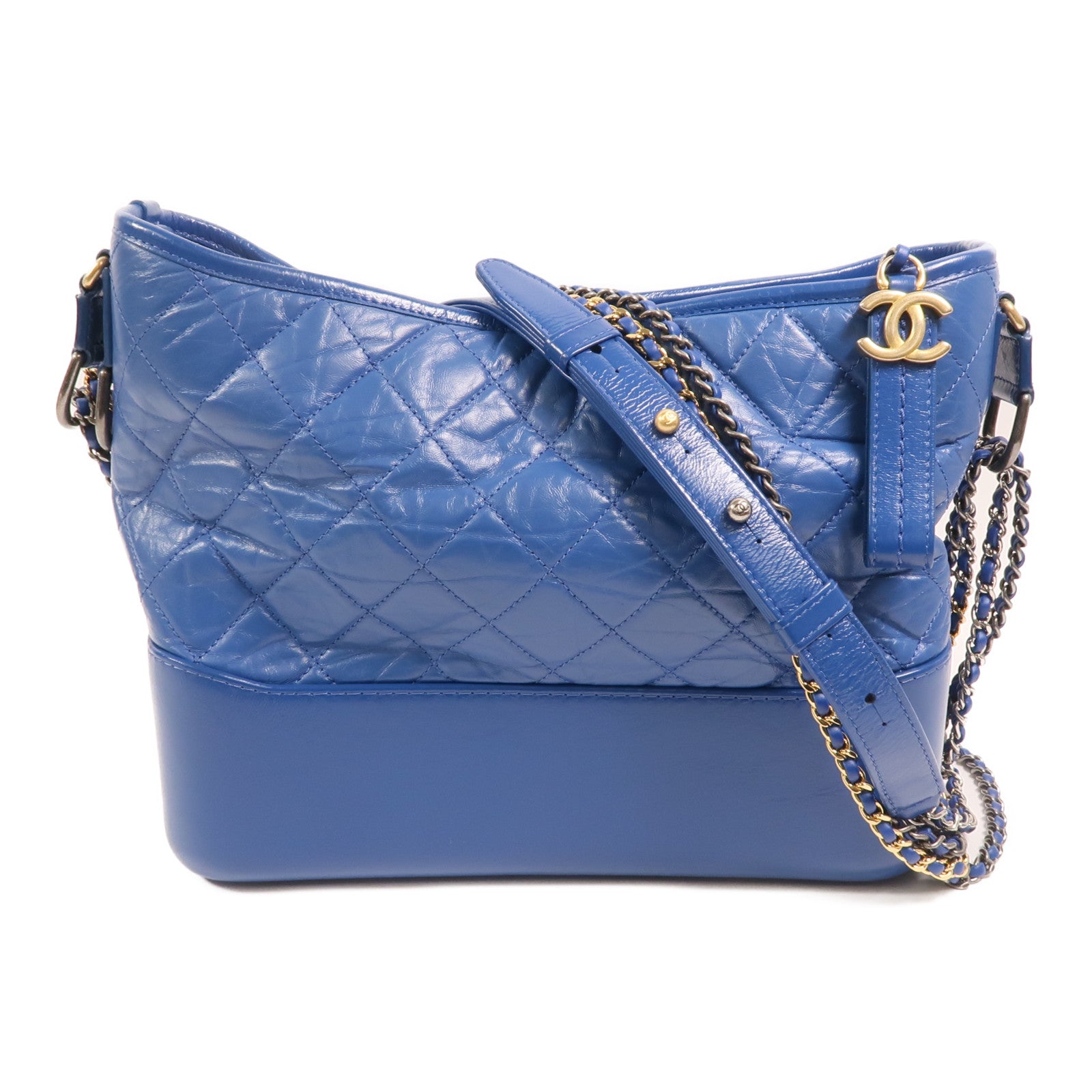 CHANEL 牛皮皮革Gabrielle Hobo Bag金扣鏈帶肩背袋