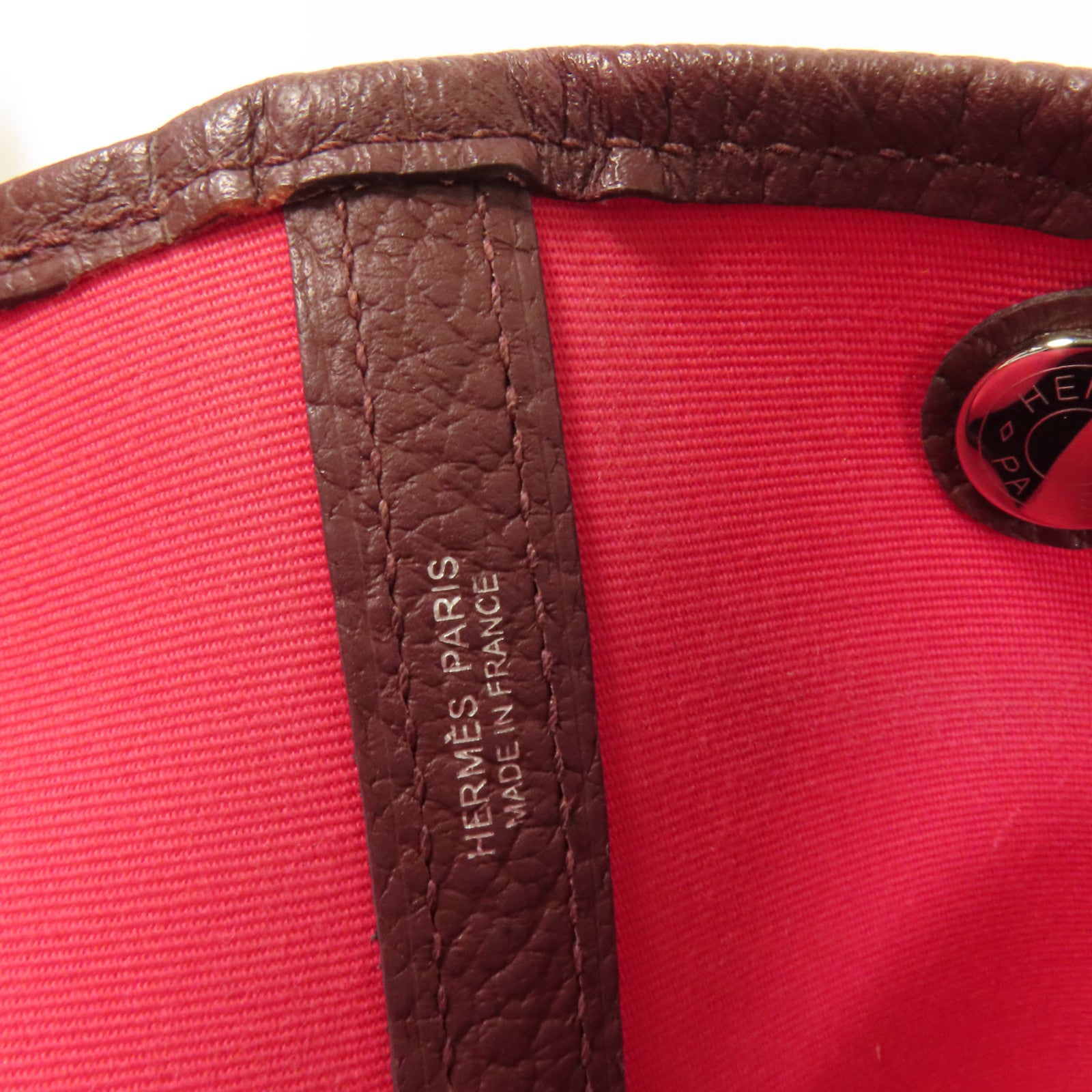 HERMES 帆布Garden Party PM銀扣手挽袋Bordeaux