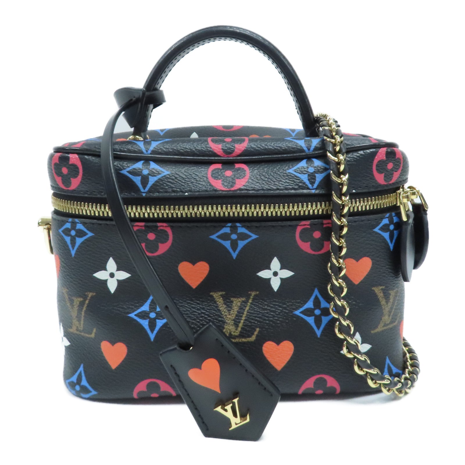 LOUIS VUITTON Monogram Game On Vanity 金扣鏈帶手挽肩背兩用袋彩色/黑色
