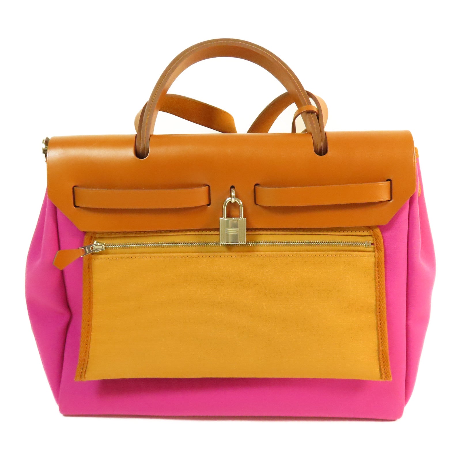 HERMES PHW Herbag PM 2 Way Shoulder Bag Canvas Pink