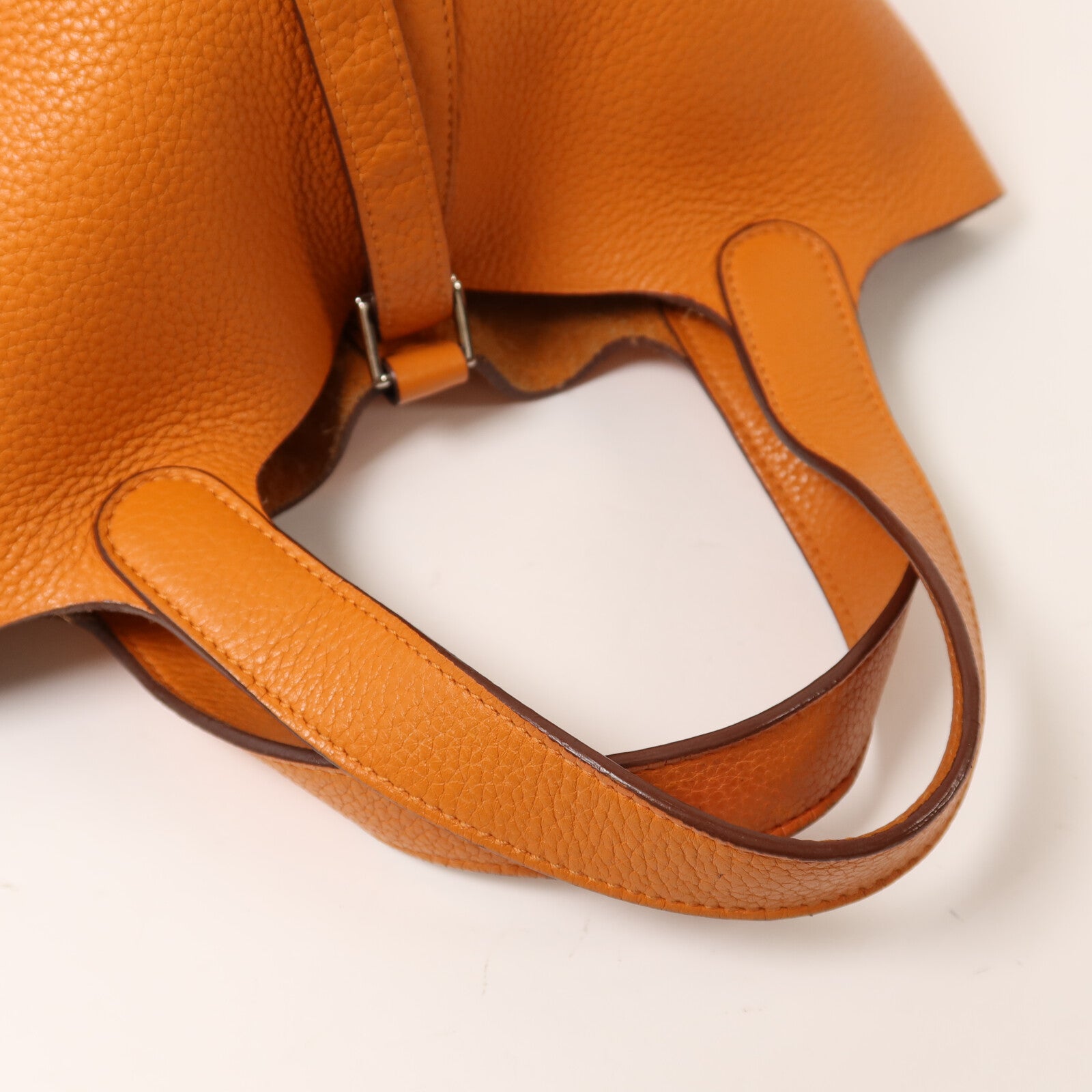 HERMES Clemence皮革Picotin PM手挽袋Orange