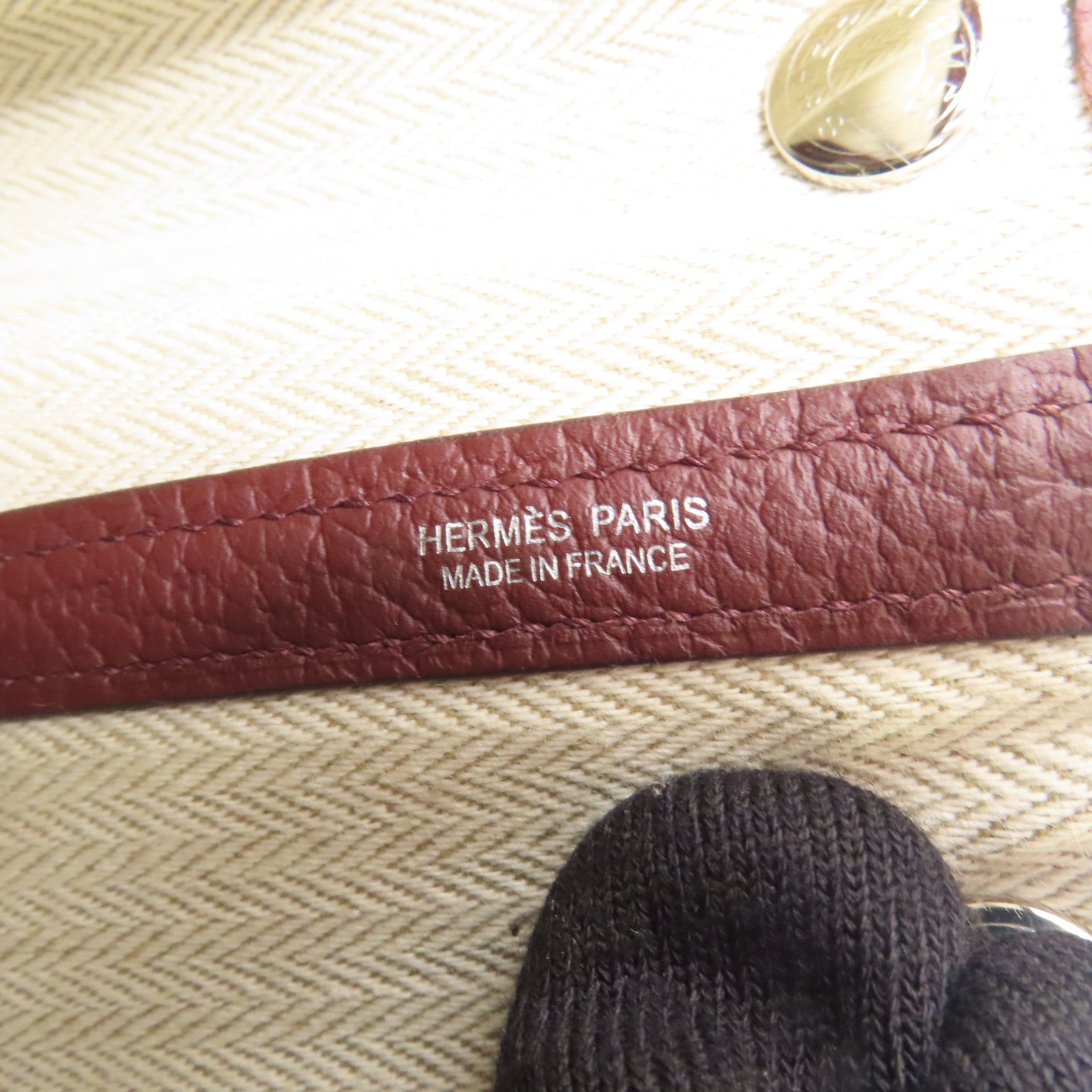 HERMES Negonda皮革Garden Party TPM銀扣手挽袋Rouge H