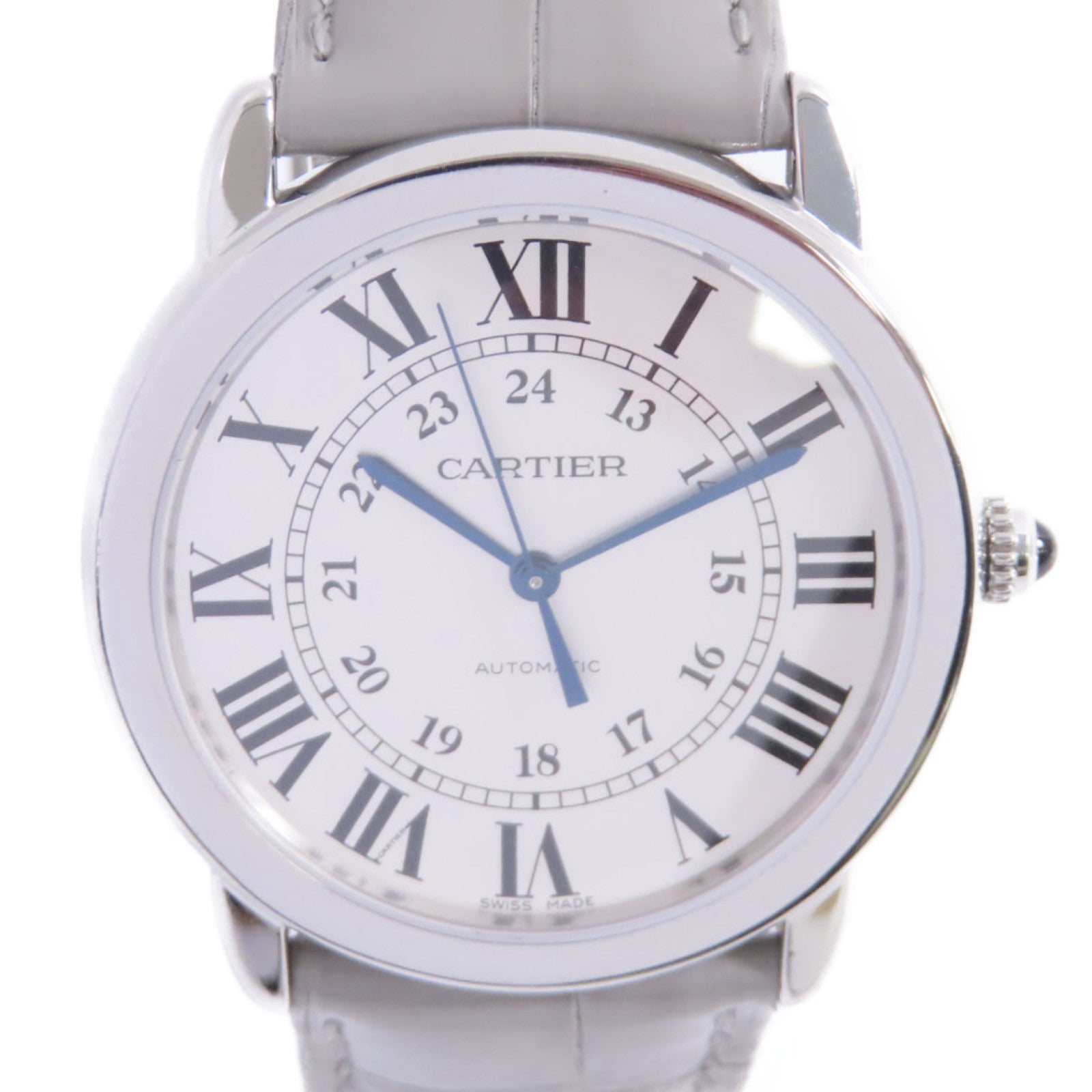 CARTIER Ronde De Cartier Watch不鏽鋼/皮帶自動機芯手錶白色