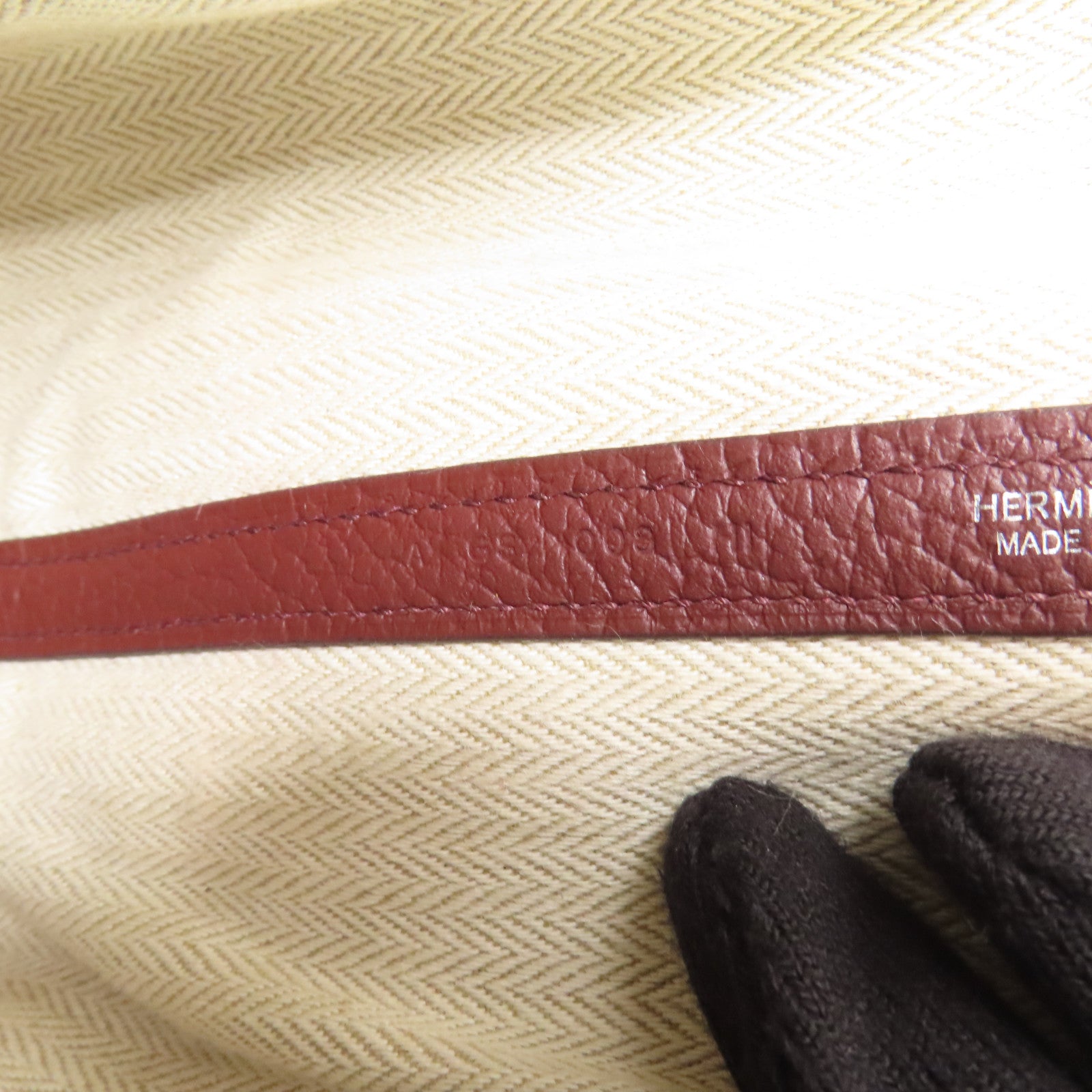 HERMES Negonda皮革Garden Party TPM銀扣手挽袋Rouge H