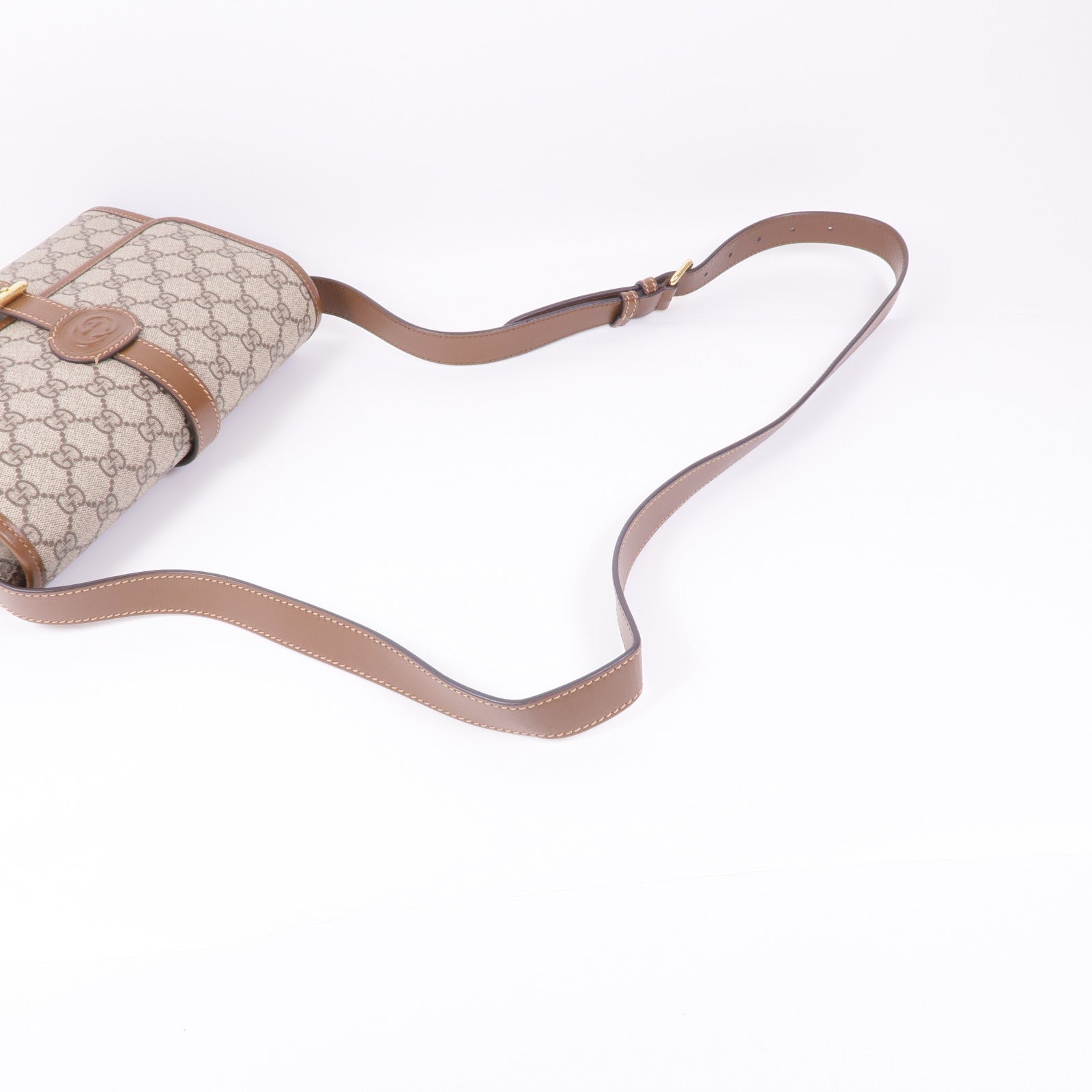 GUCCI 塗層帆布GG Supreme Interlocking金扣肩背袋