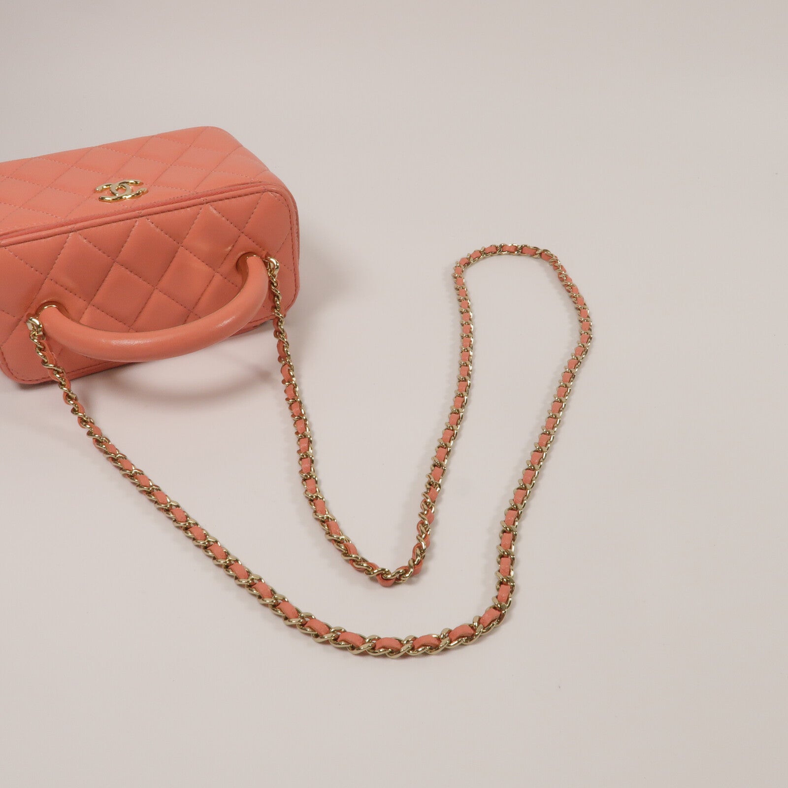 CHANEL 羊皮皮革Top Handle Vanity Case鏈帶手挽肩背兩用袋