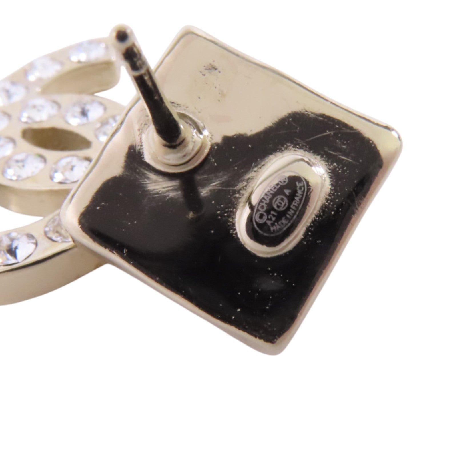 CHANEL 金屬/水鑽CC Earrings金扣耳環