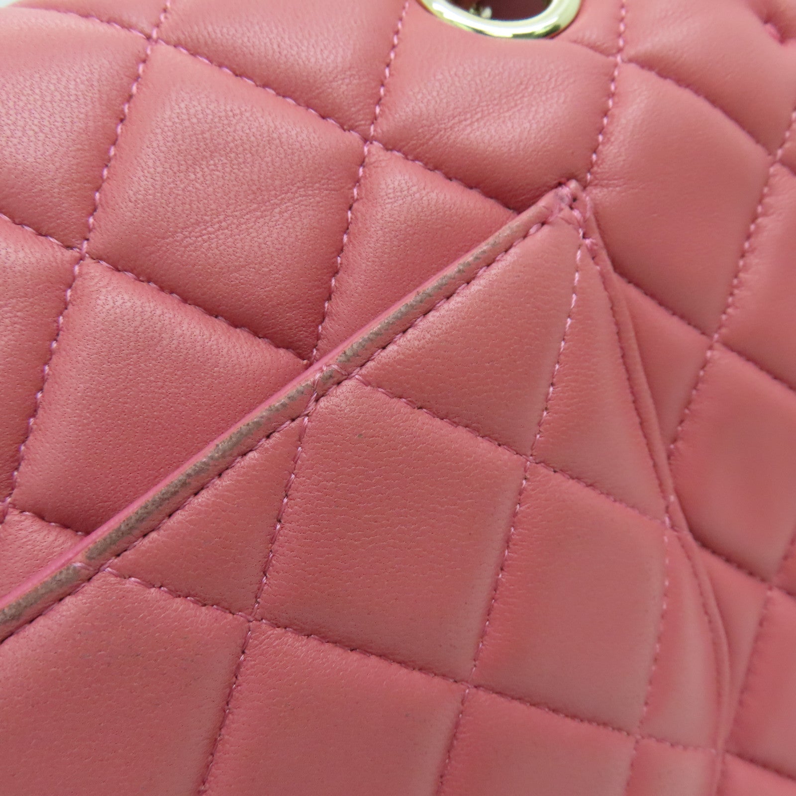 CHANEL 羊皮皮革Chain Shoulder链带肩背袋金扣粉红色