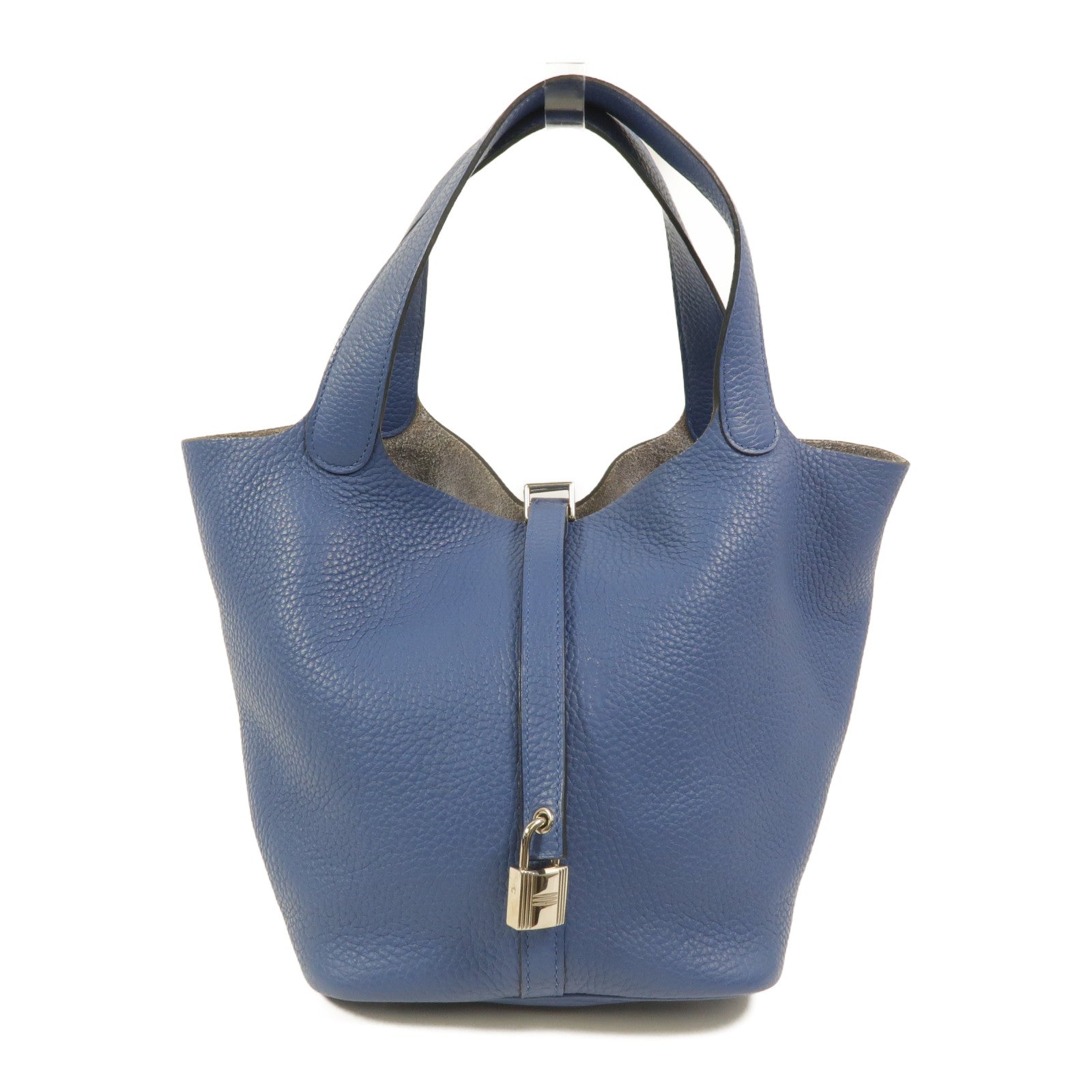 HERMES Clemence皮革Picotin MM手挽袋Bleu Agate