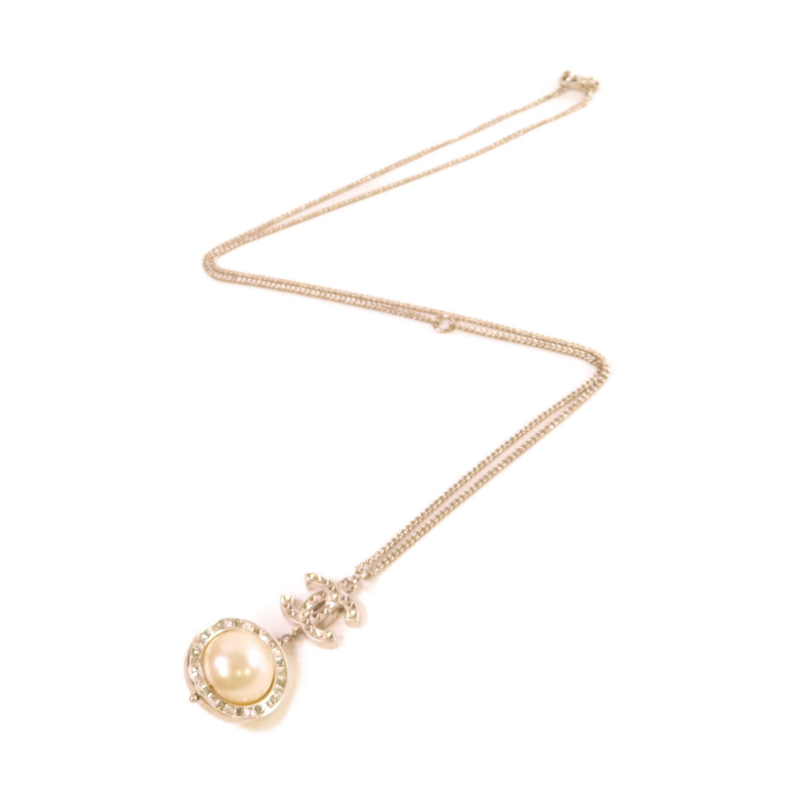 CHANEL 【激減優惠】仿珍珠/金屬CC Necklace項鏈珍珠色/銀色