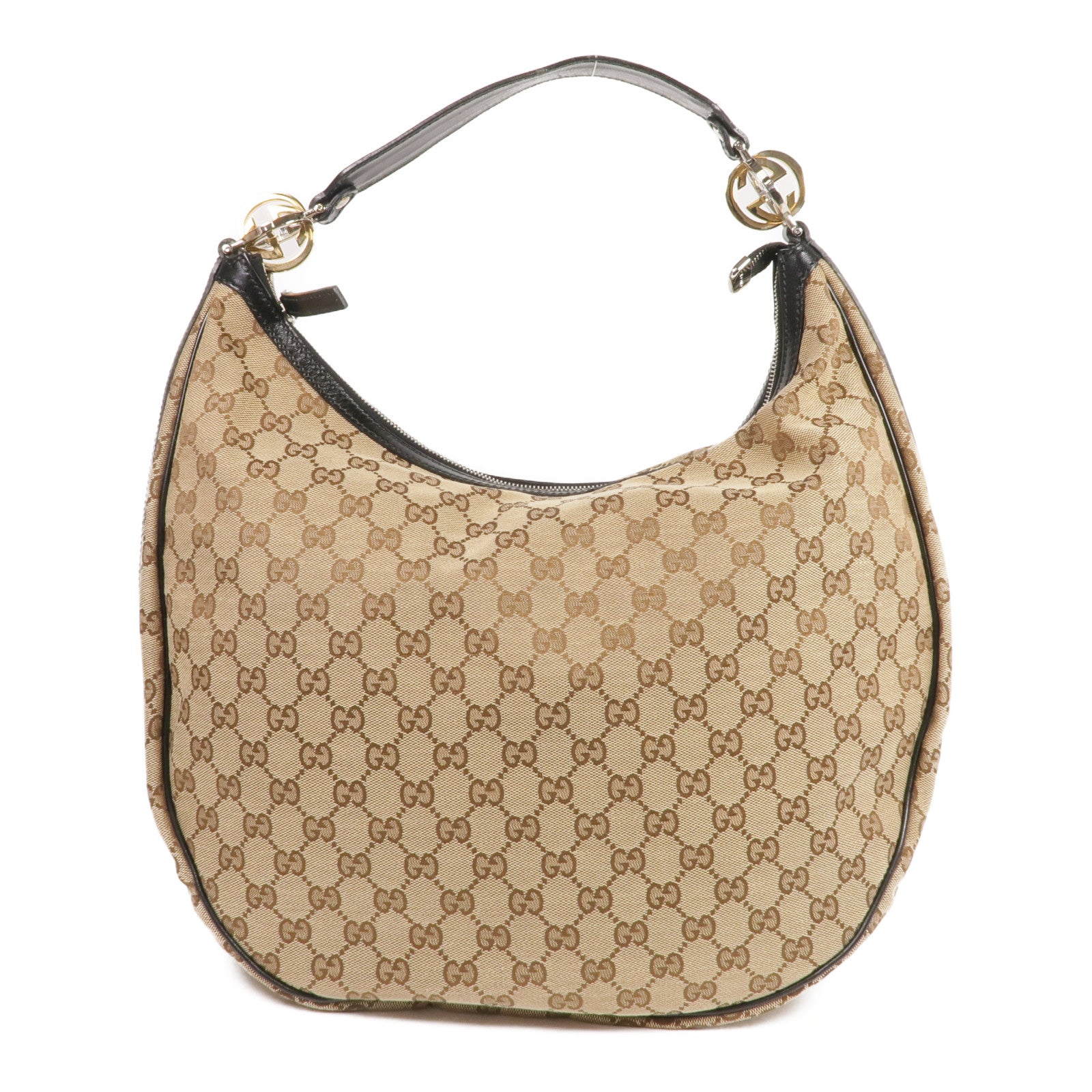 GUCCI 帆布GG Hobo Bag金扣肩背袋