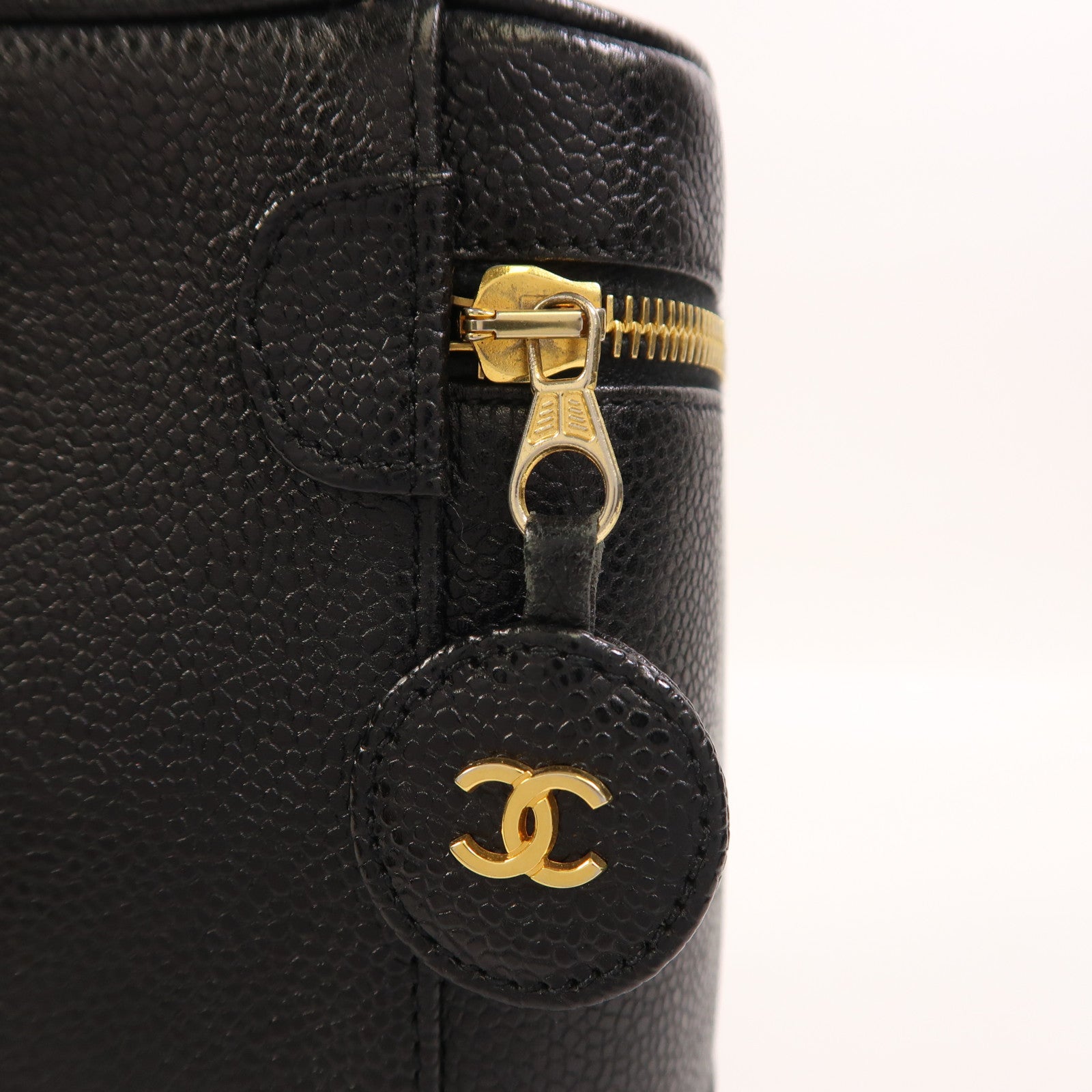 CHANEL 【激減優惠】牛皮皮革Vanity金扣手挽袋