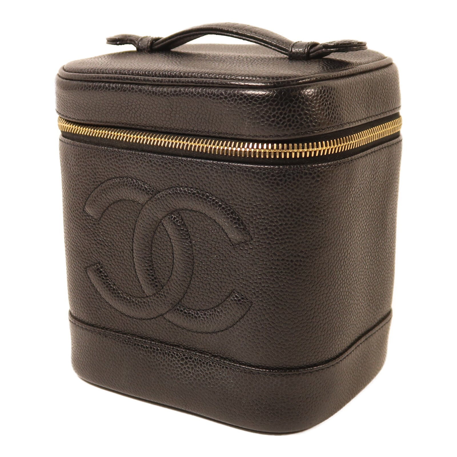 CHANEL 【激減優惠】牛皮皮革Vanity Case金扣手挽袋
