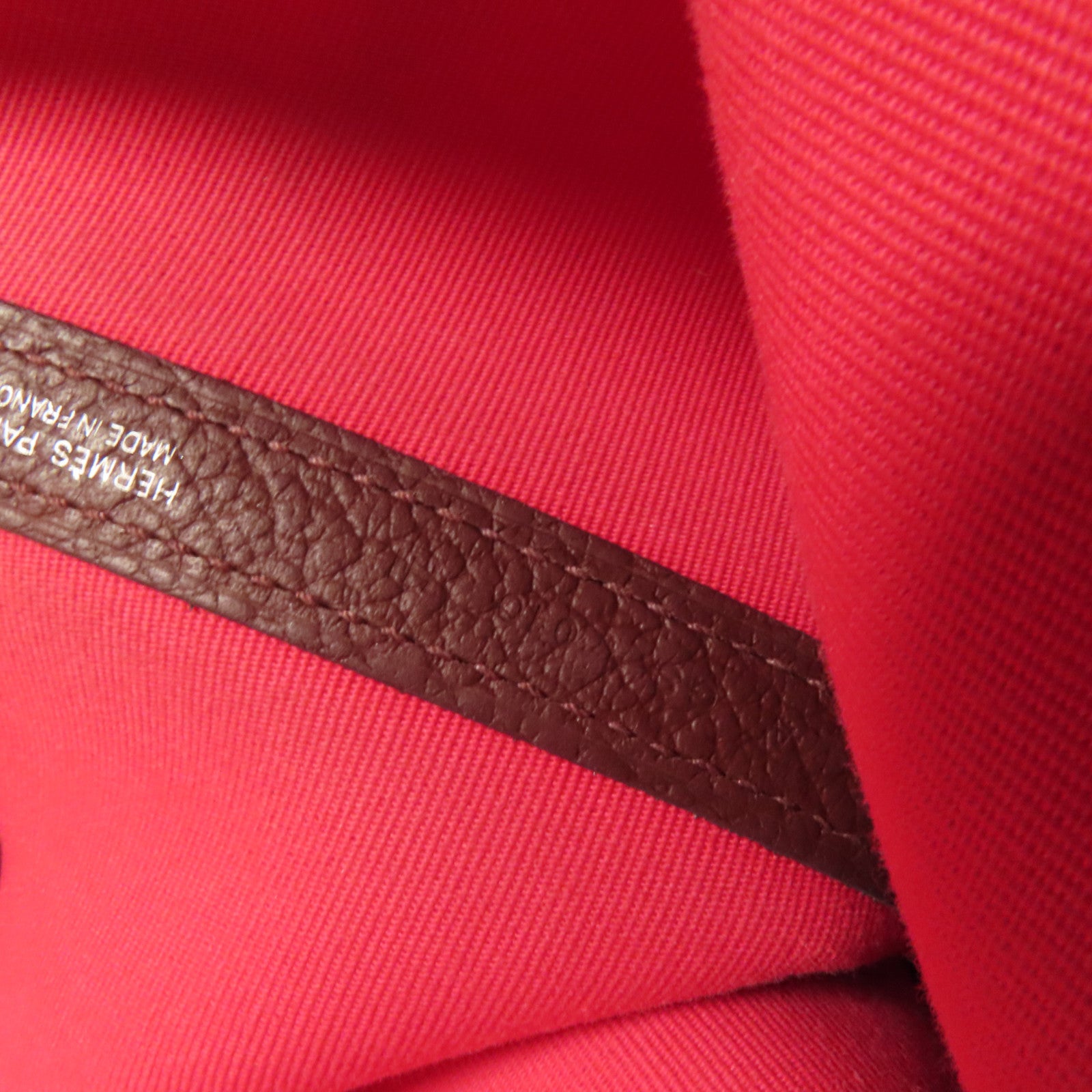 HERMES 帆布Garden Party PM銀扣手挽袋Bordeaux