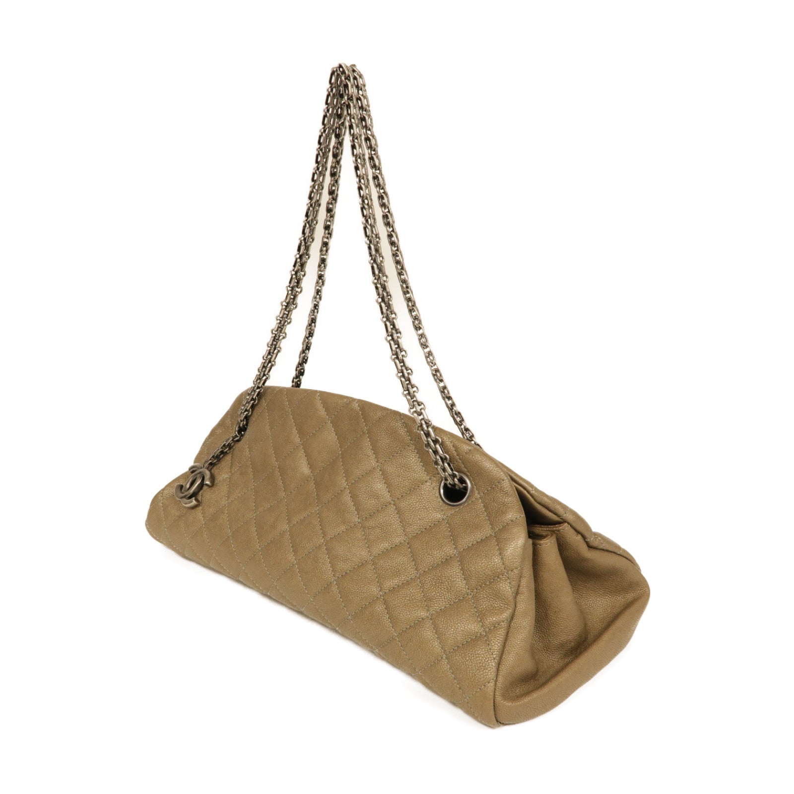 CHANEL 【激減優惠】Caviar皮革Chain Shoulder Bag銀扣鏈帶肩背袋青銅色