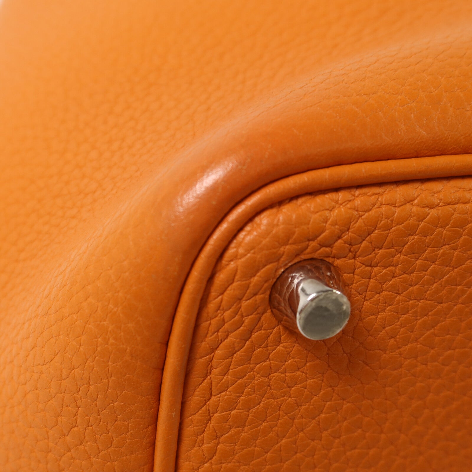 HERMES Clemence皮革Picotin PM手挽袋Orange