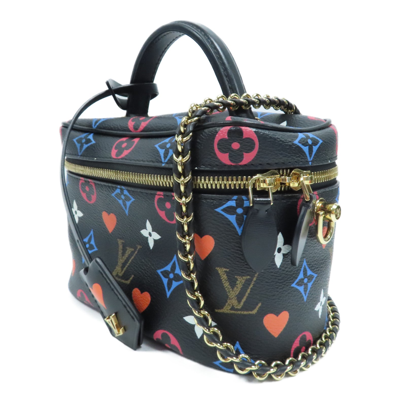 LOUIS VUITTON Monogram Game On Vanity 金扣鏈帶手挽肩背兩用袋彩色/黑色