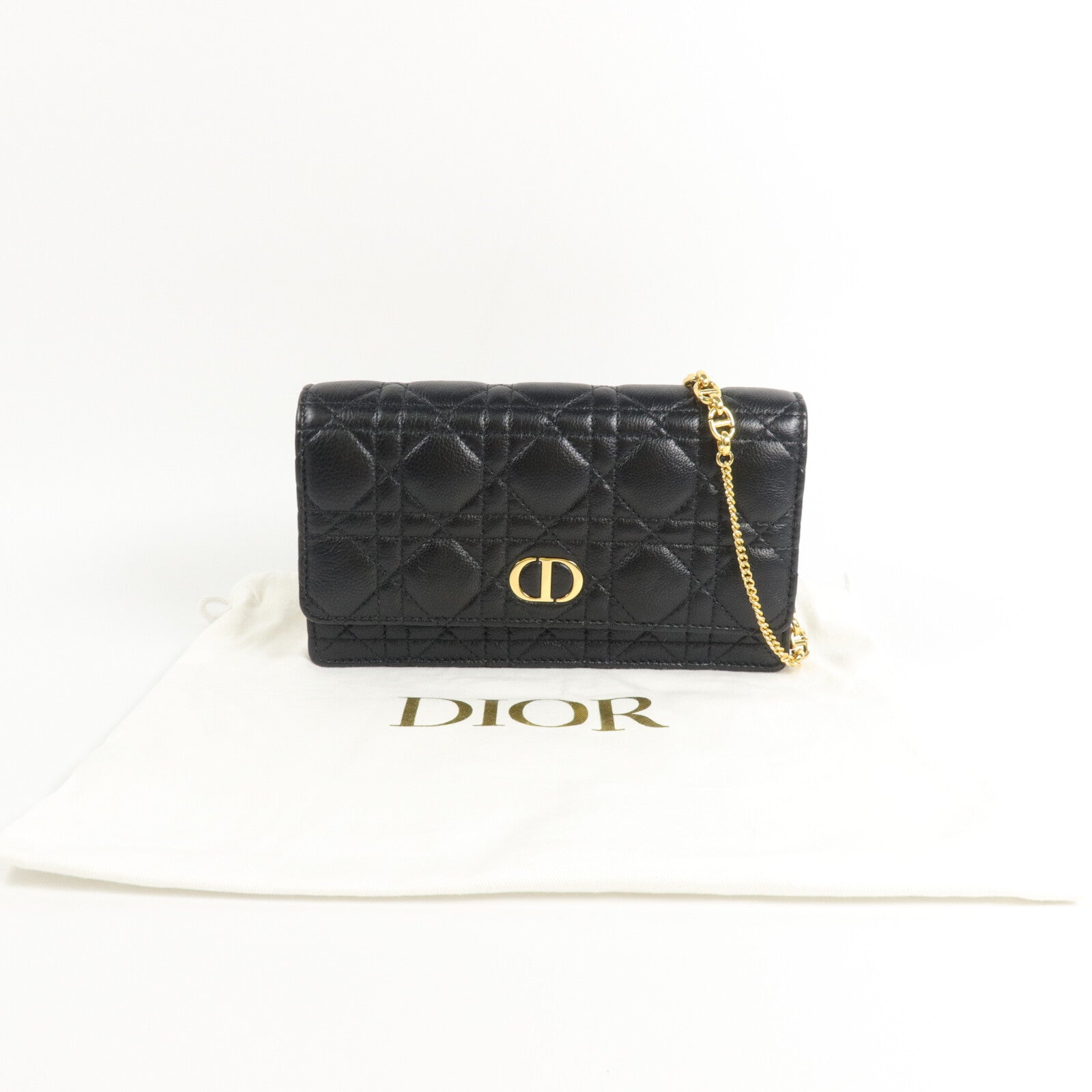 Dior Cannage皮革Caro Pouch With Chain鏈帶肩背袋