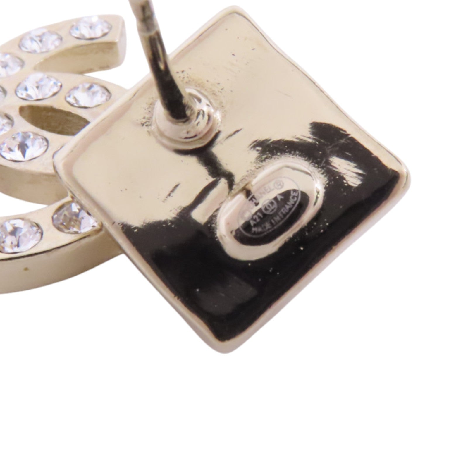 CHANEL 金屬/水鑽CC Earrings金扣耳環