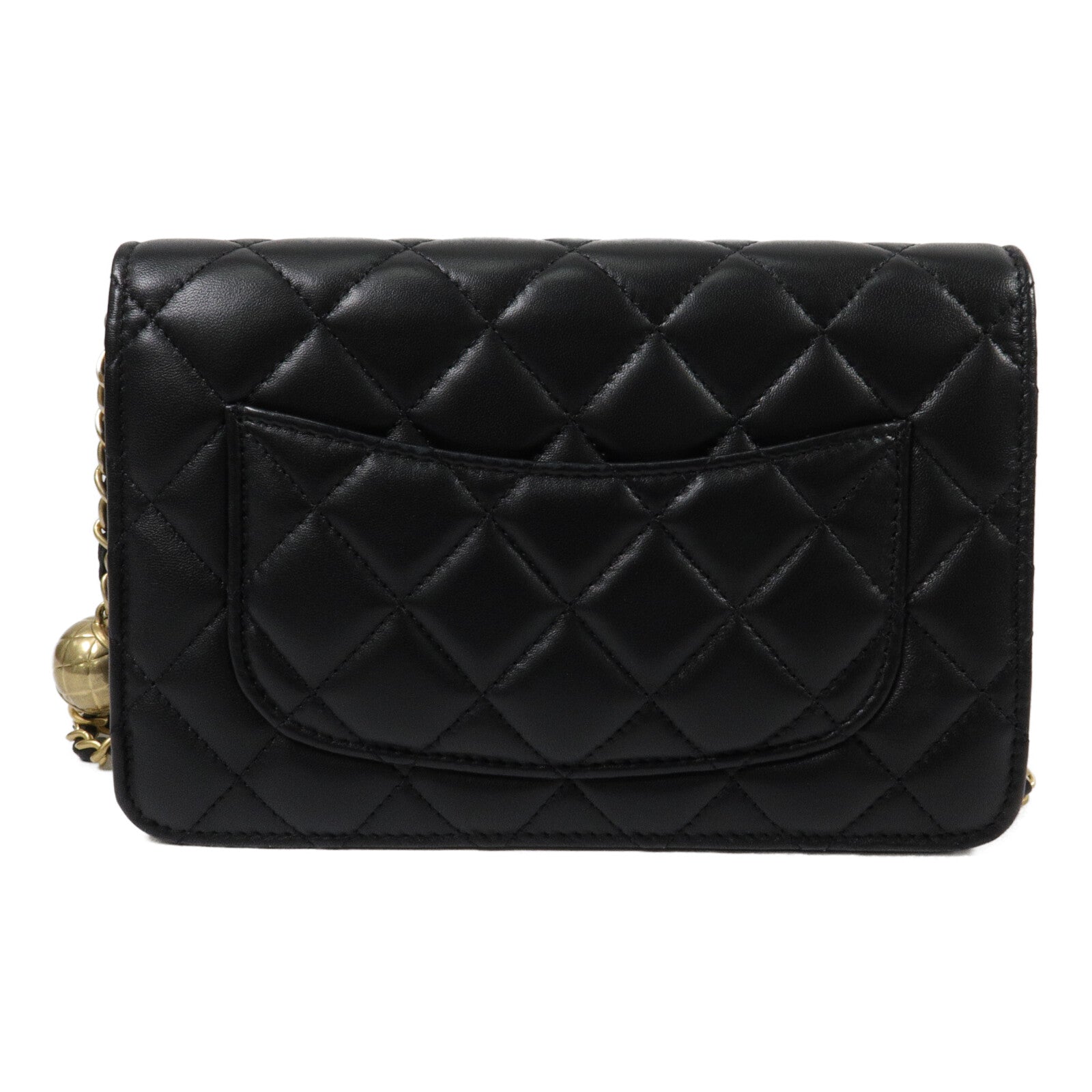 CHANEL 羊皮皮革Wallet On Chain With Gold Ball鏈帶肩背袋
