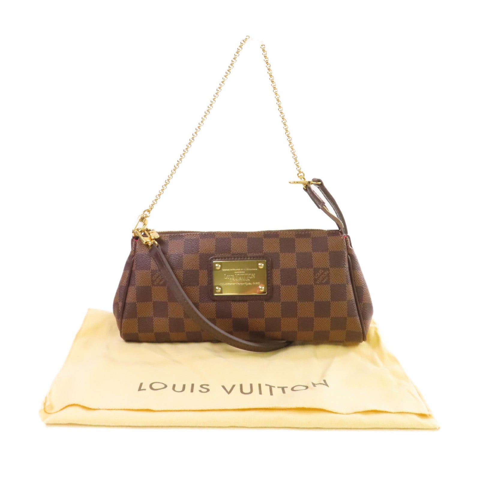 LOUIS VUITTON Damier Ebene Eva 2Way Shoulder Bag金扣手挽肩背兩用袋啡色