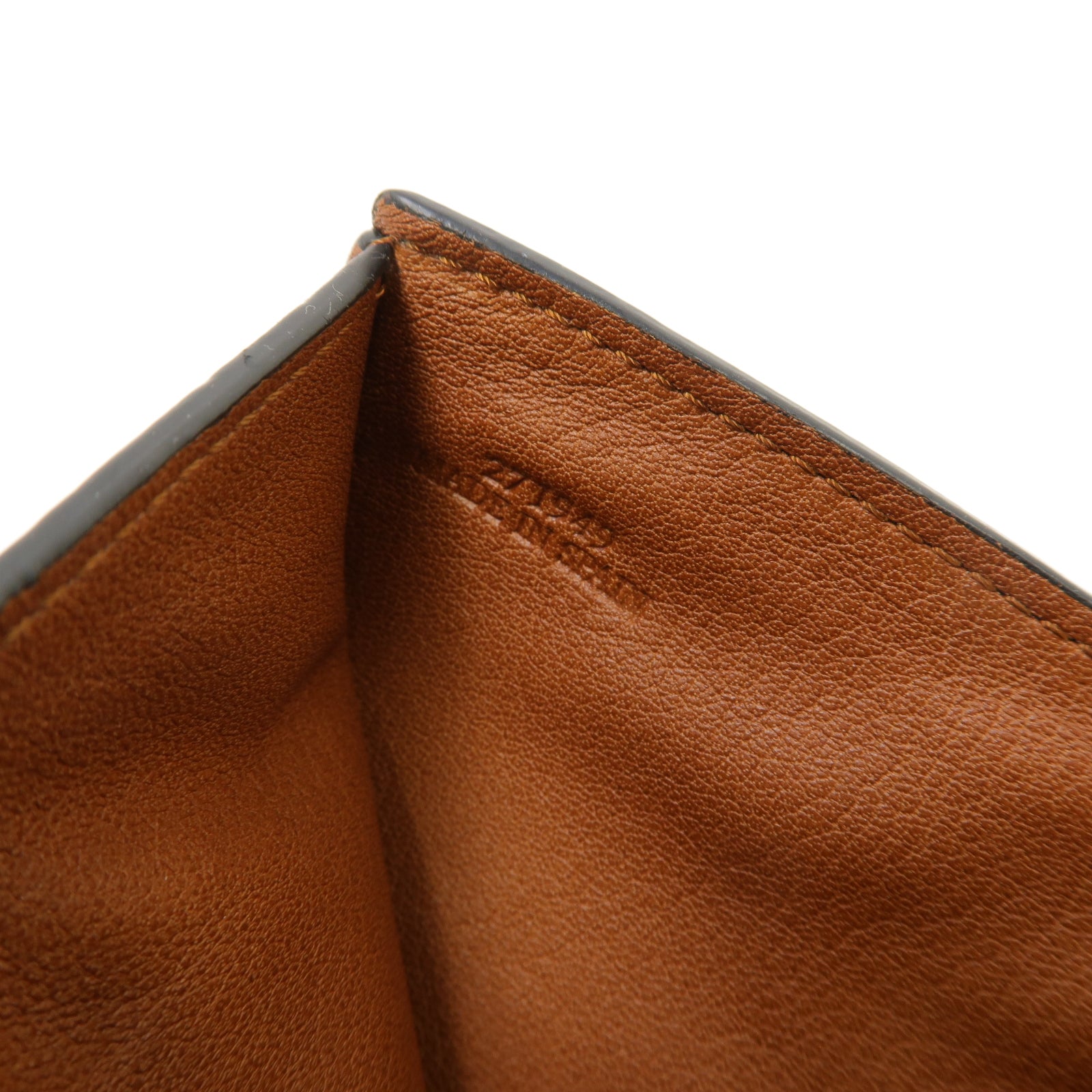 LOEWE 牛皮皮革Medium Vertical Wallet銀扣钱包藍色/啡色