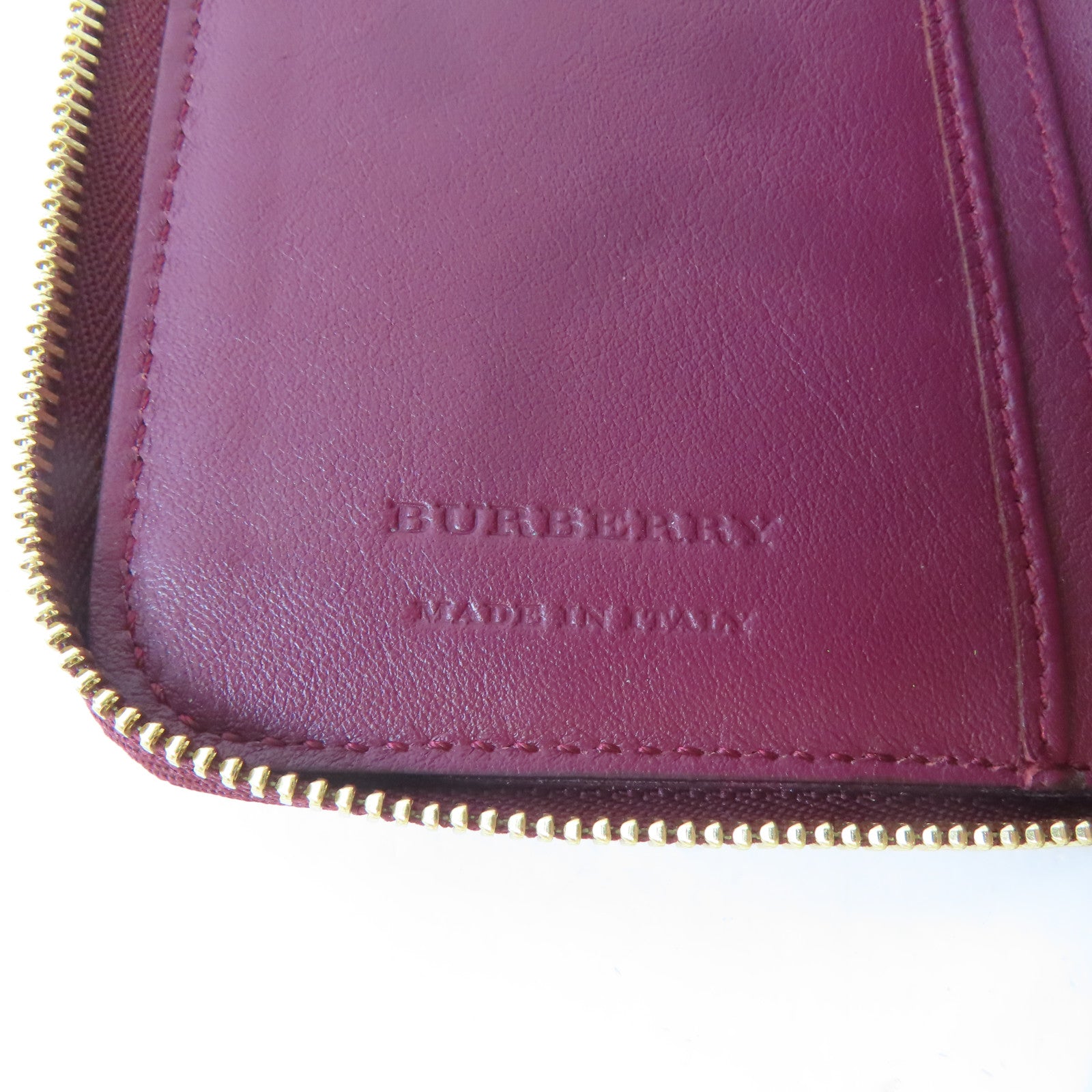 BURBERRY 帆布Zipper Wallet金扣錢包紅色