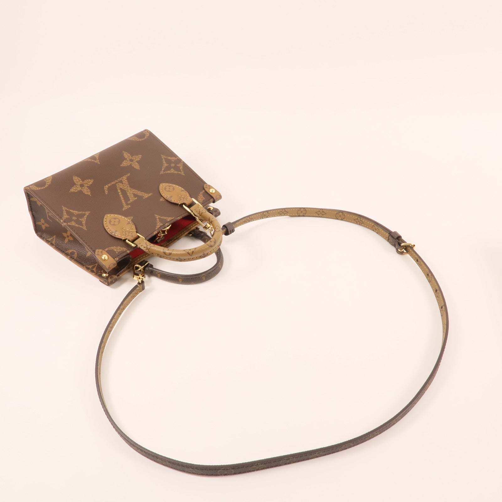 LOUIS VUITTON Monogram On The Go BB金扣手挽肩背兩用袋
