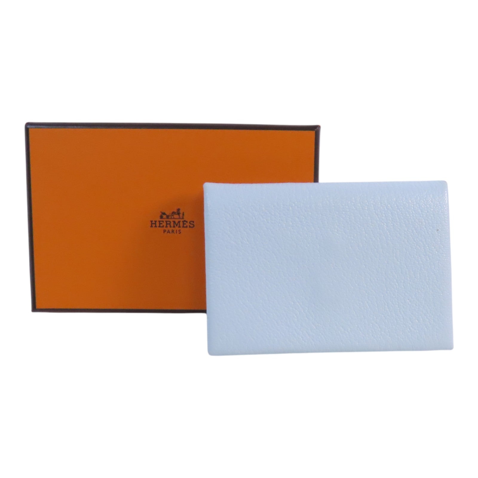 HERMES Chevr皮革Calvi Duo Card Case銀扣卡套