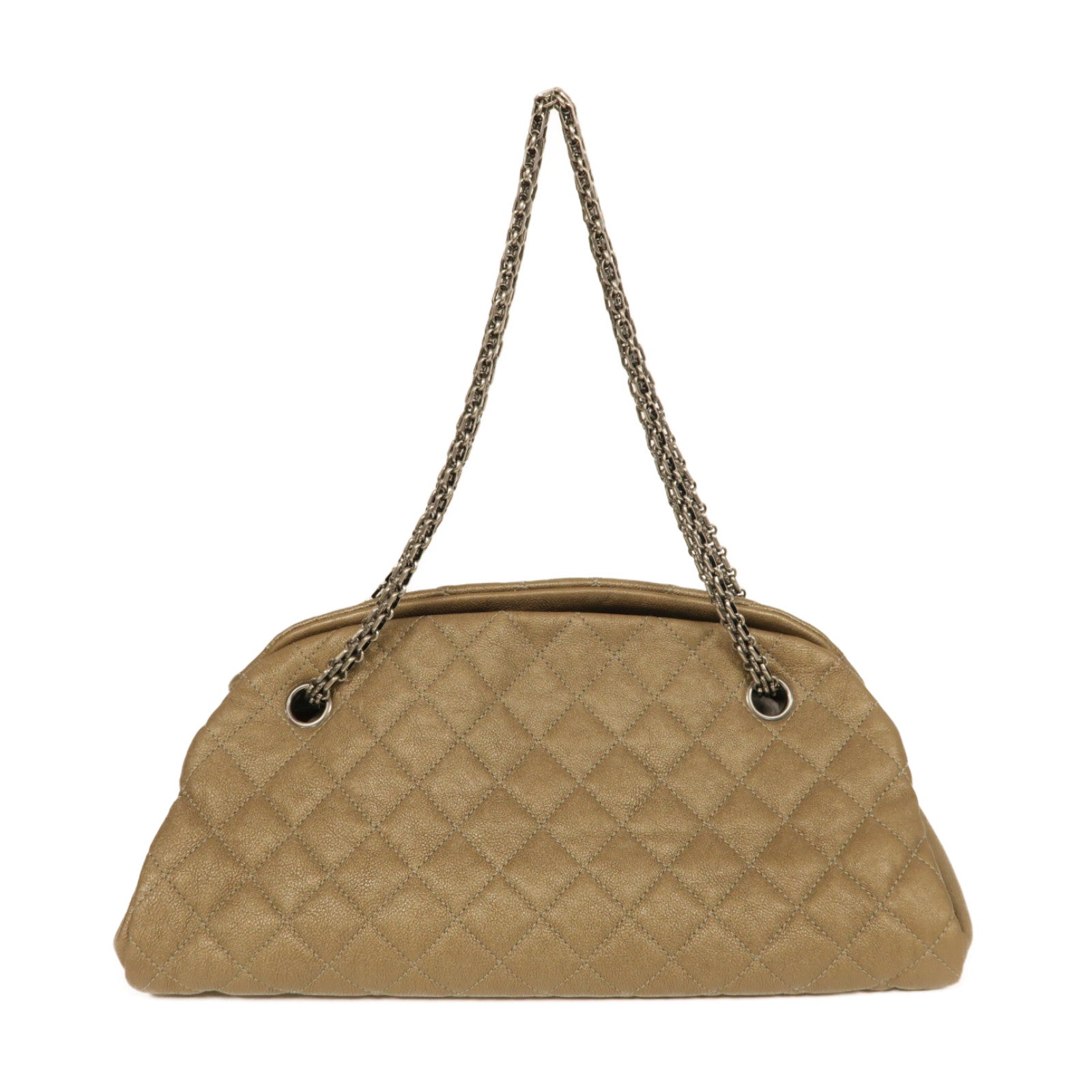 CHANEL 【激減優惠】Caviar皮革Chain Shoulder Bag銀扣鏈帶肩背袋青銅色