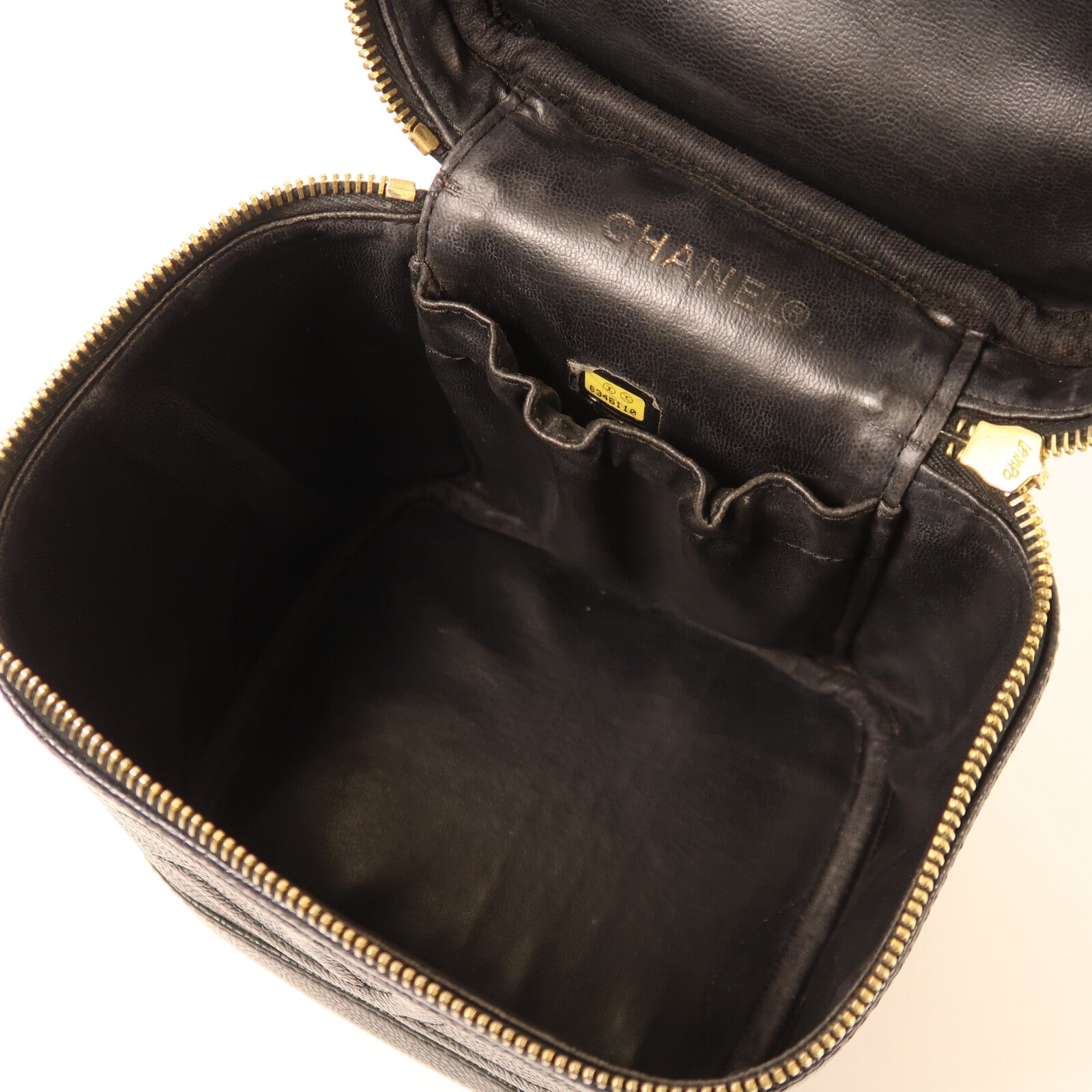 CHANEL 【激減優惠】牛皮皮革Vanity Case金扣手挽袋