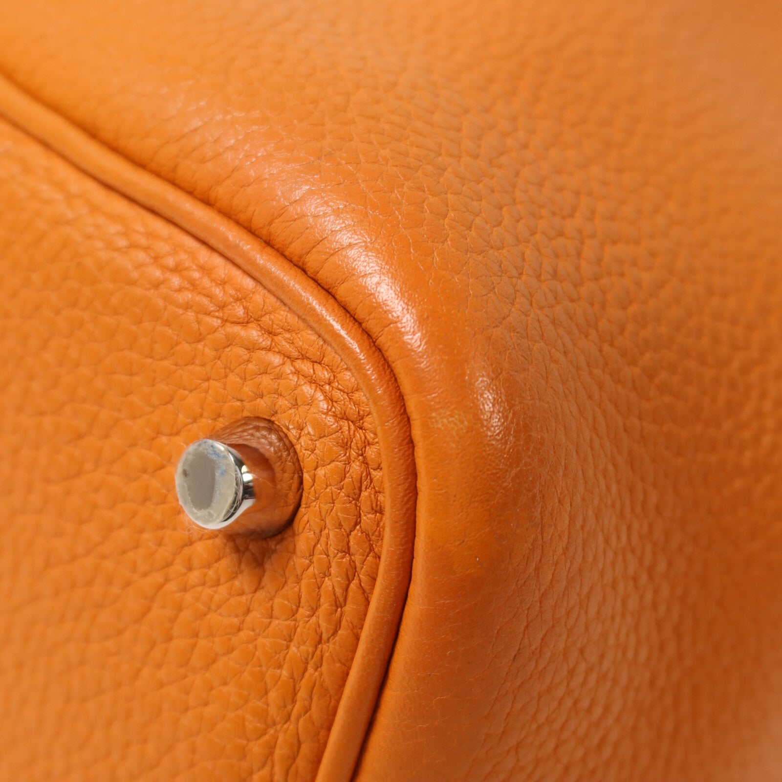 HERMES Clemence皮革Picotin PM手挽袋Orange
