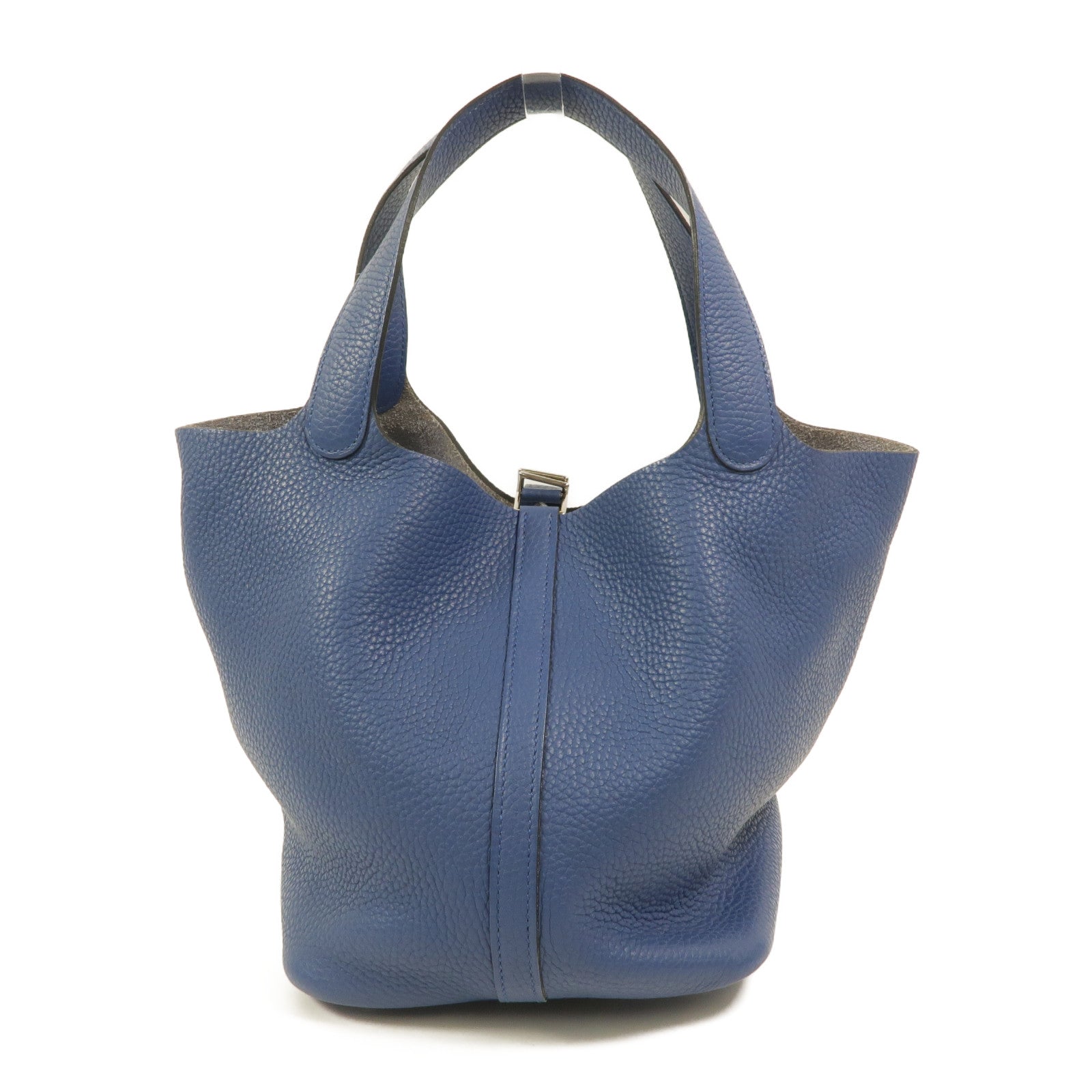 HERMES Clemence皮革Picotin MM手挽袋Bleu Agate