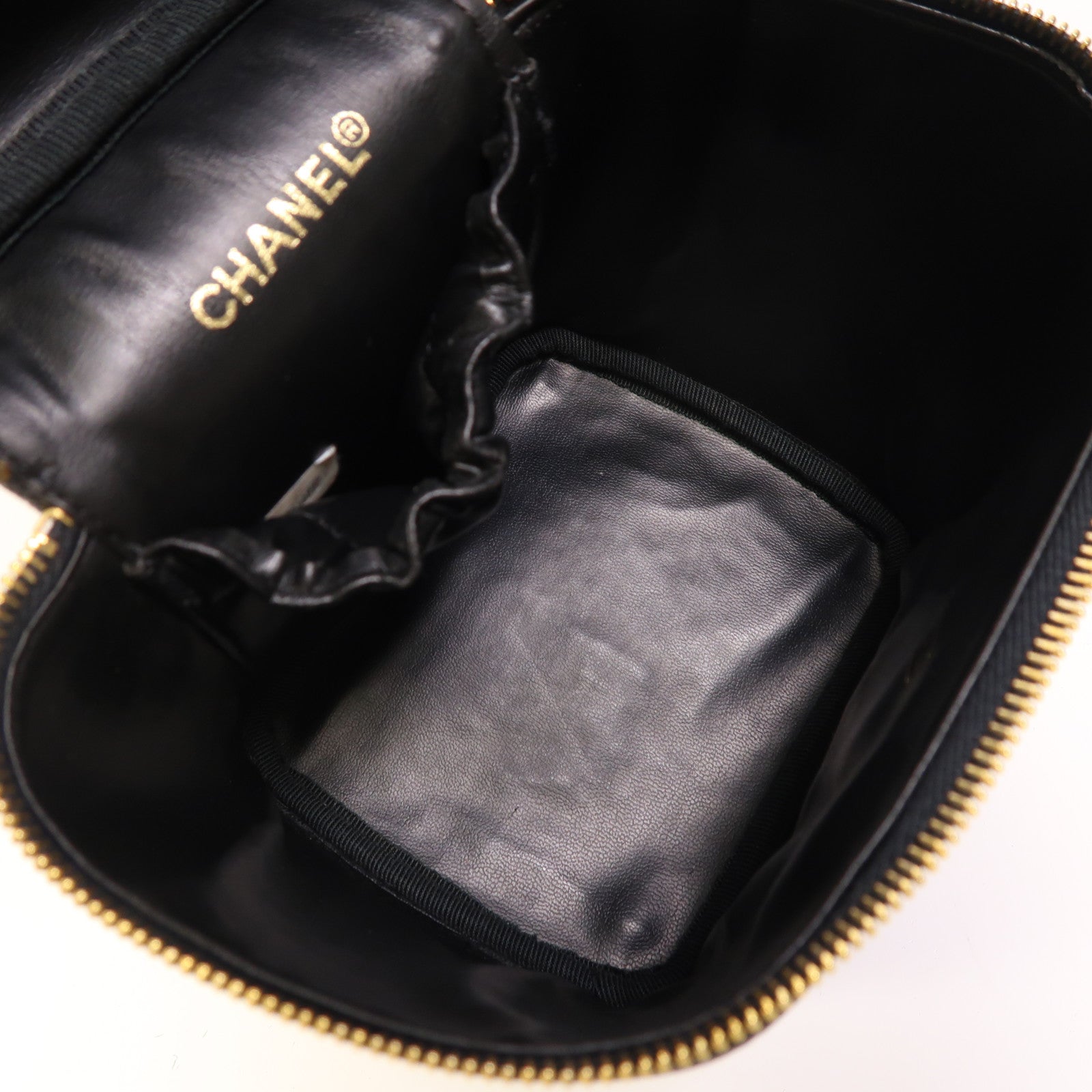CHANEL 【激減優惠】牛皮皮革Vanity金扣手挽袋