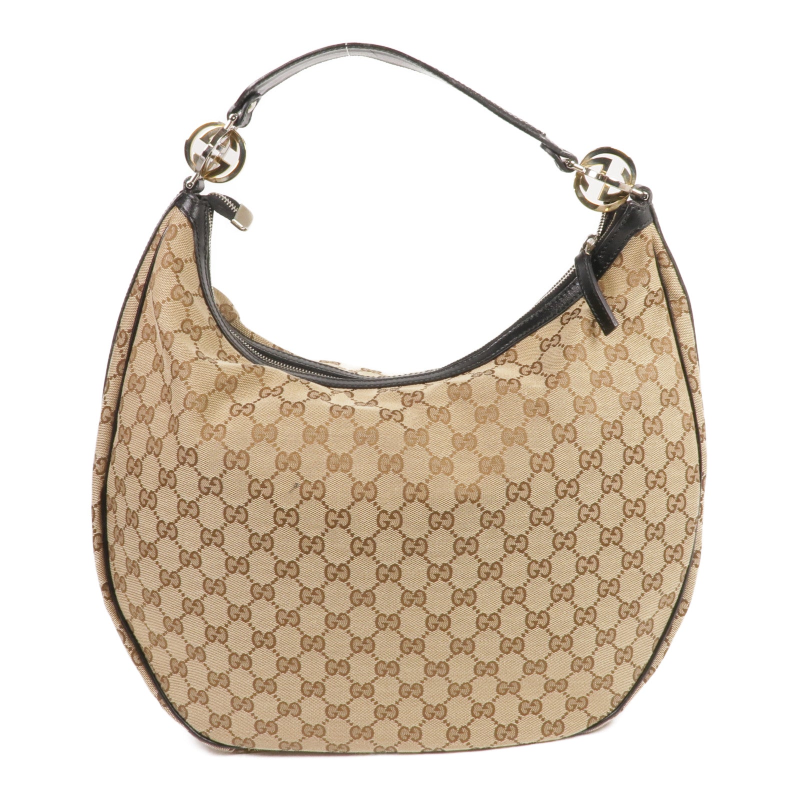 GUCCI 帆布GG Hobo Bag金扣肩背袋