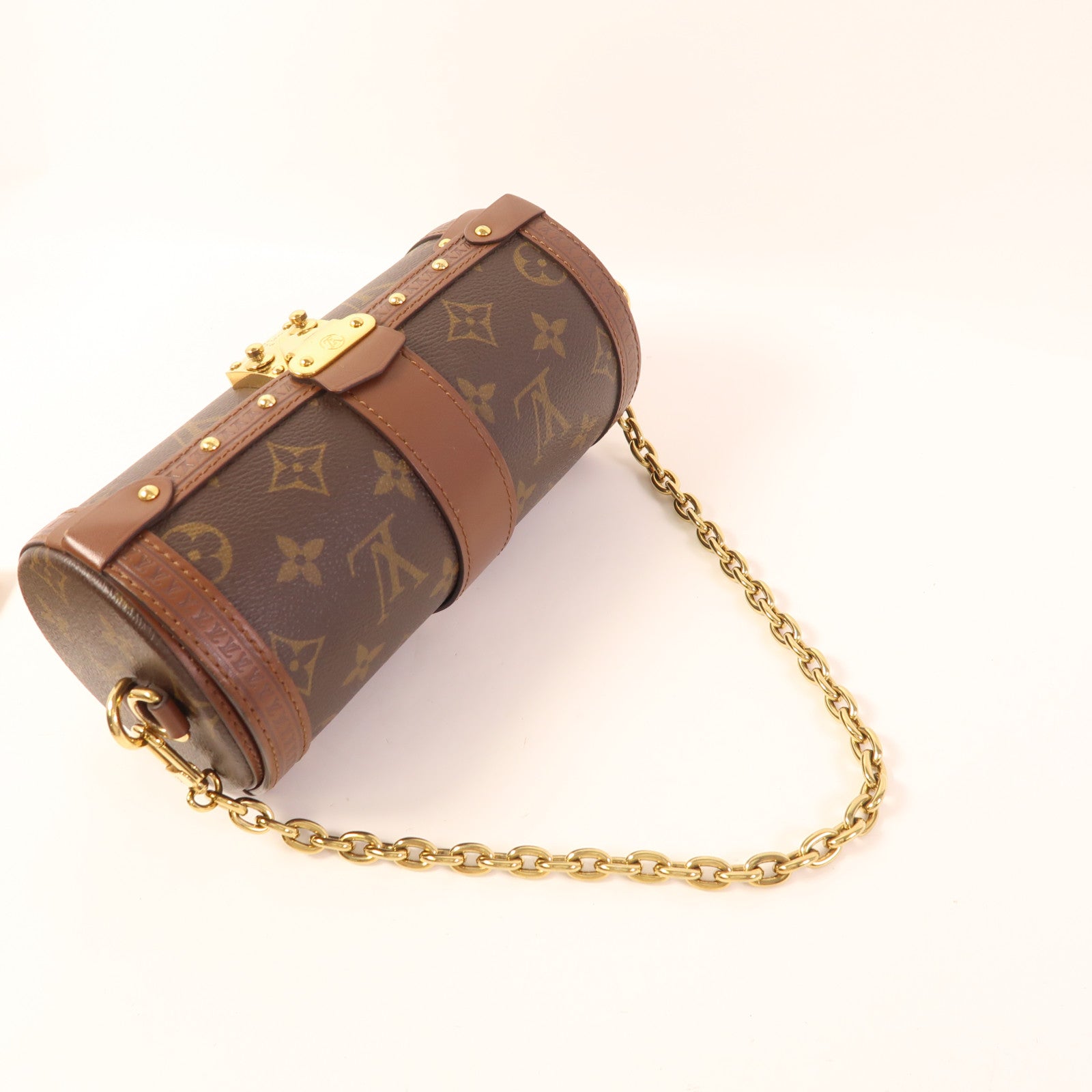 LOUIS VUITTON Monogram Papillon Trunk金扣手挽肩背兩用袋棕色