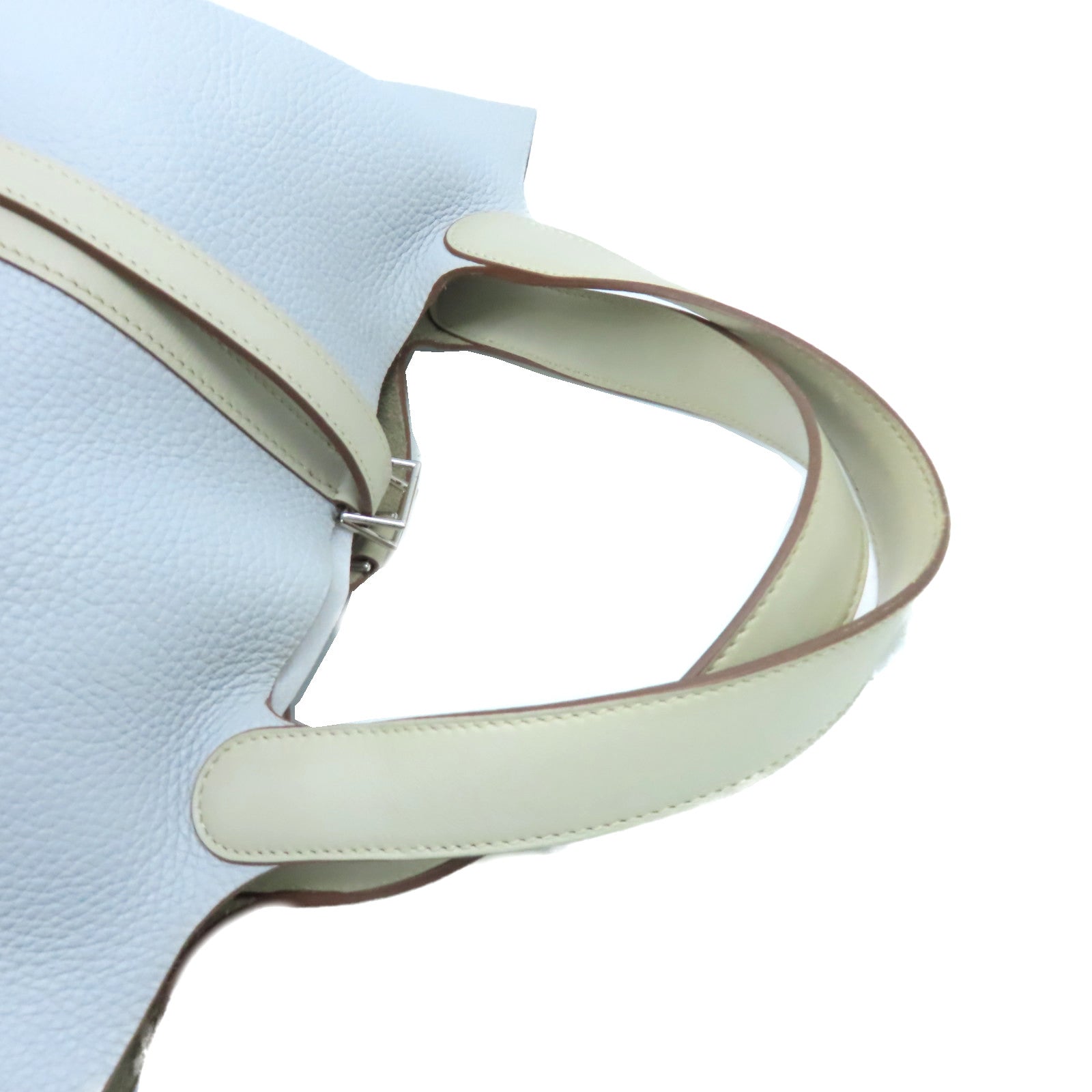 HERMES 【激減優惠】Clemence皮革Picotin MM Handbag銀扣手挽袋Bleu Pale蒼白藍色