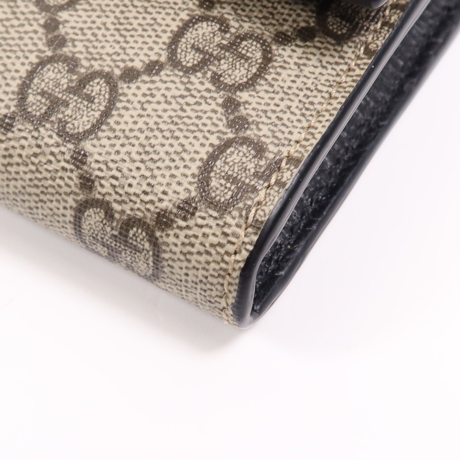 GUCCI 塗層帆布/皮革GG Marmont Wallet金扣鏈帶錢包