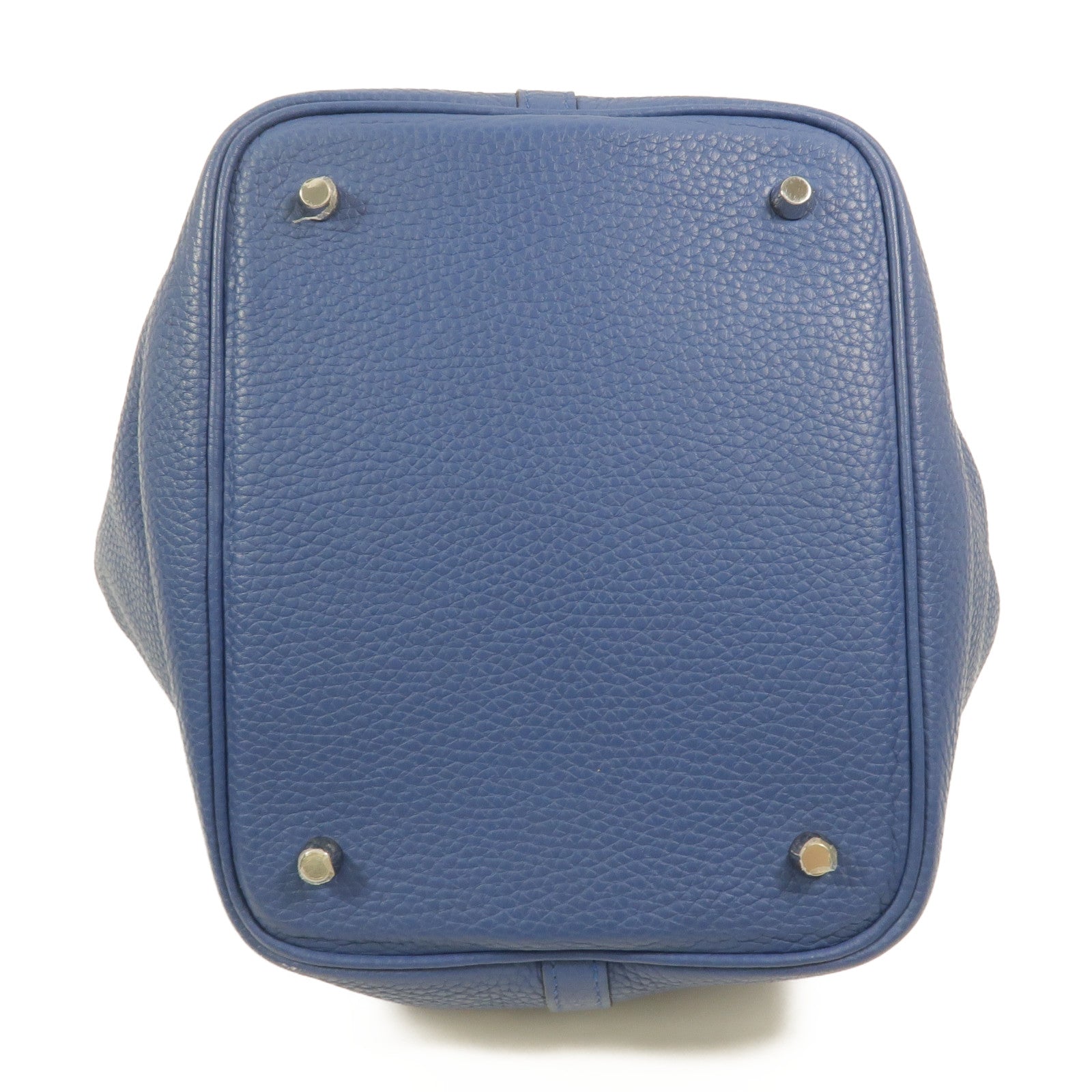 HERMES Clemence皮革Picotin MM手挽袋Bleu Agate