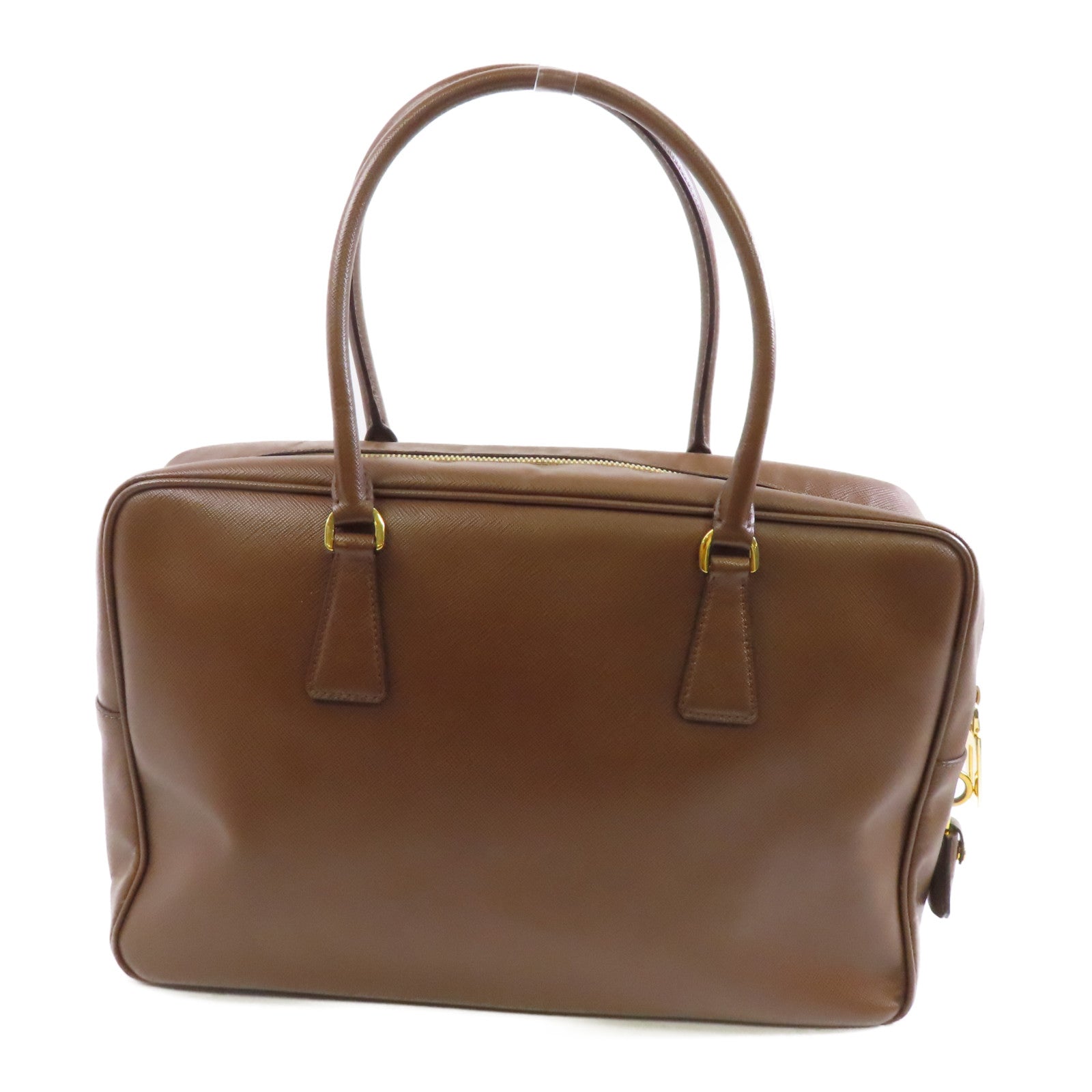 PRADA 牛皮皮革Shoulder Bag/Handbag金扣肩背袋/手挽袋啡色
