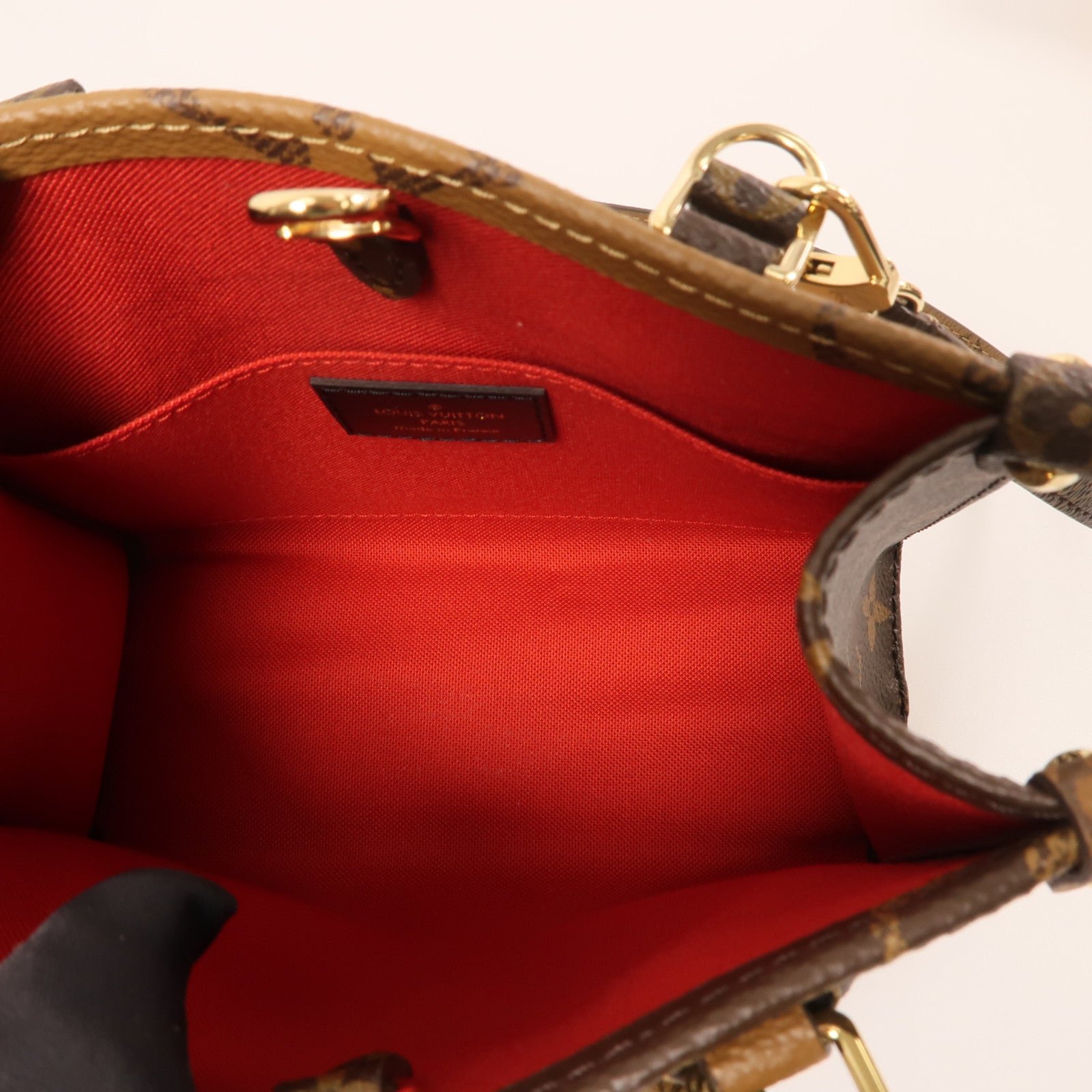LOUIS VUITTON Monogram On The Go BB金扣手挽肩背兩用袋