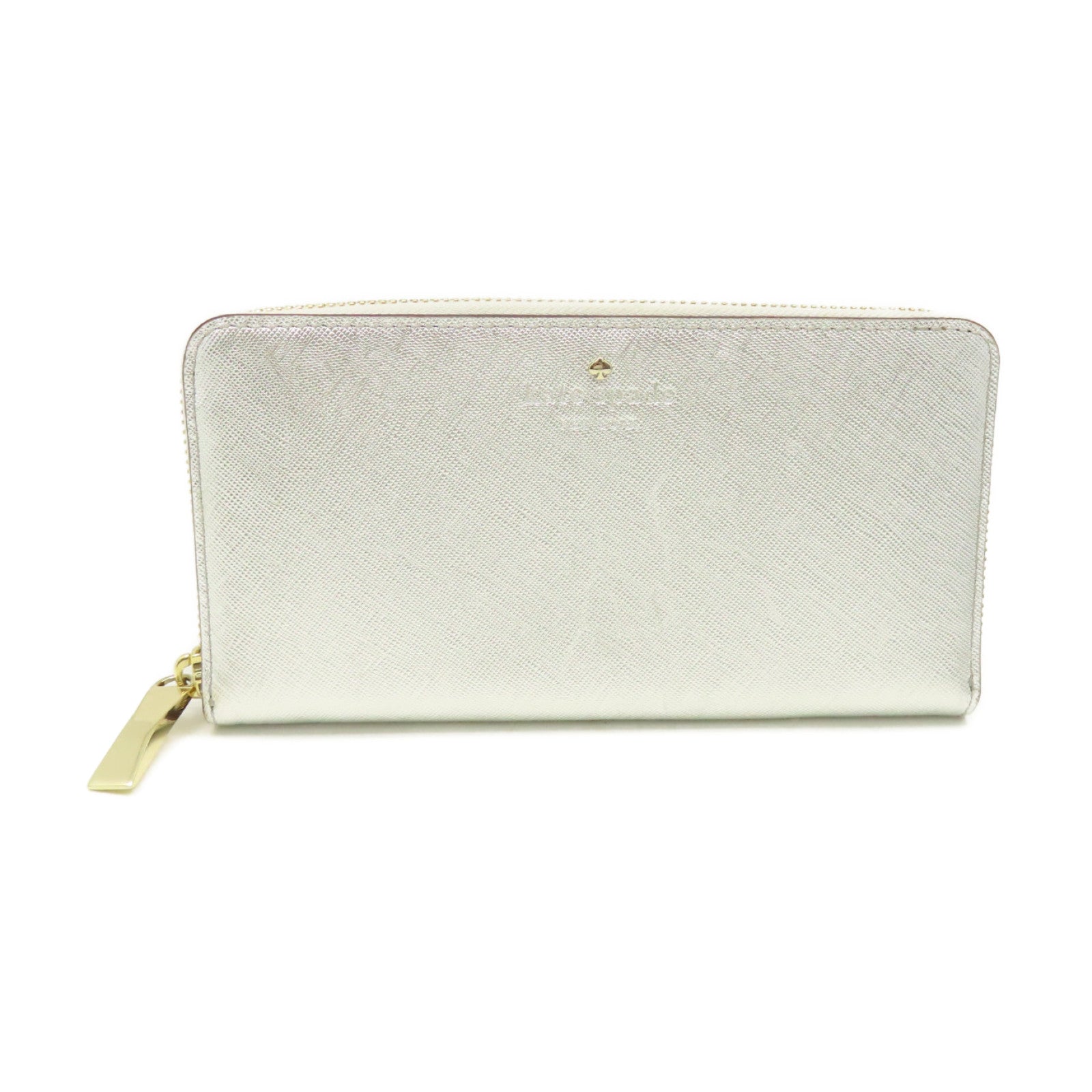 Kate Spade 【激減優惠】牛皮皮革Round Long Wallet拉鏈長錢包銀色