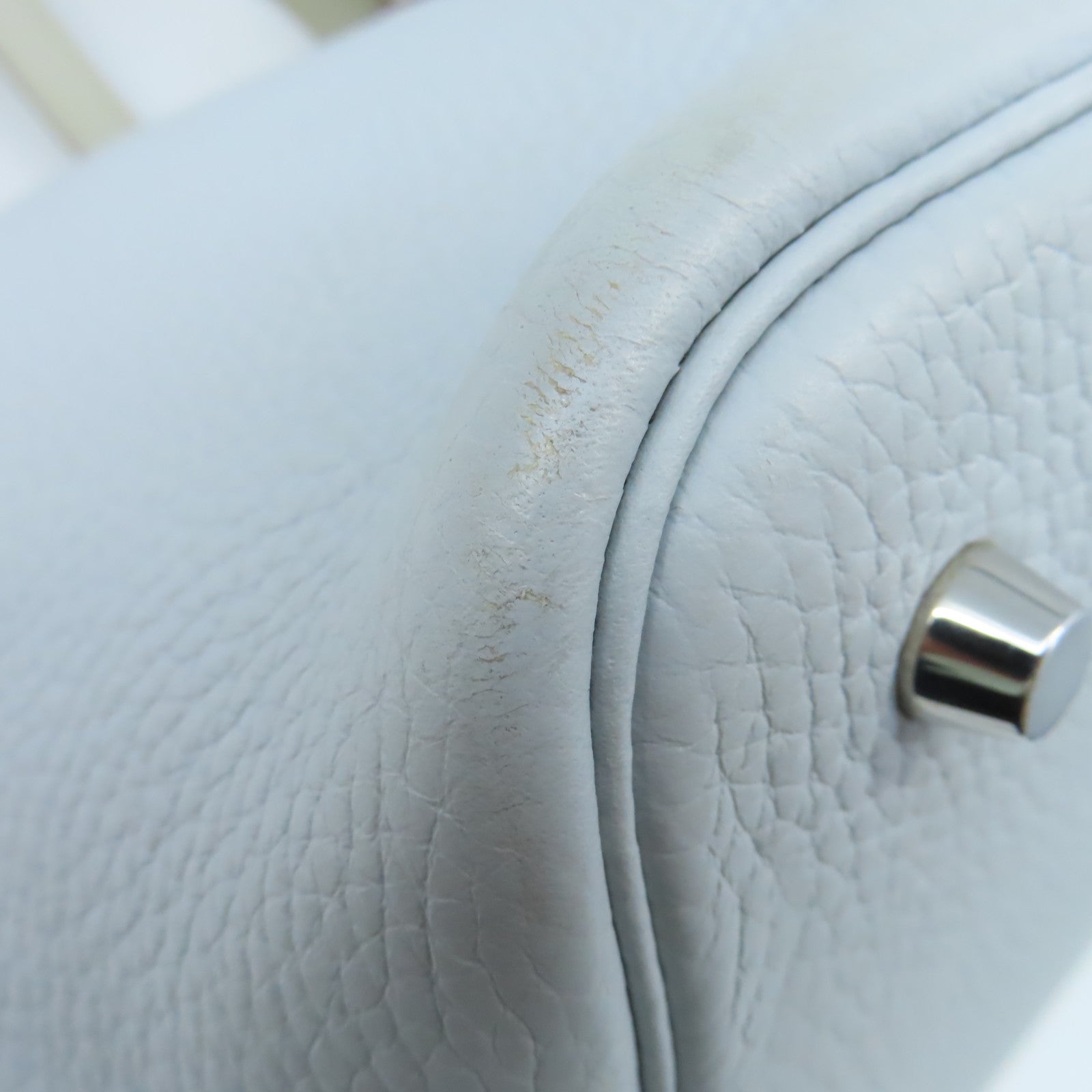 HERMES 【激減優惠】Clemence皮革Picotin MM Handbag銀扣手挽袋Bleu Pale蒼白藍色
