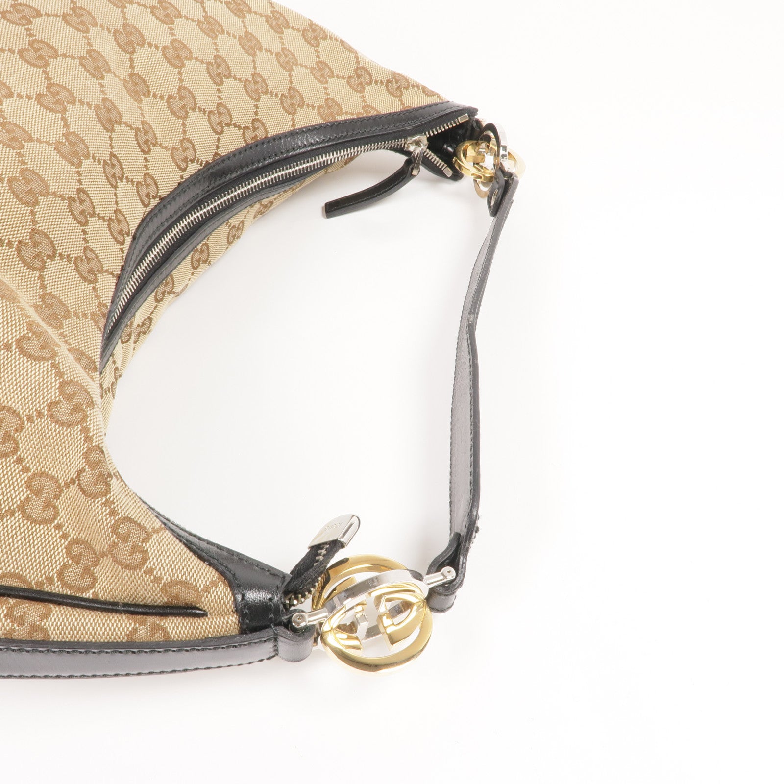 GUCCI 帆布GG Hobo Bag金扣肩背袋